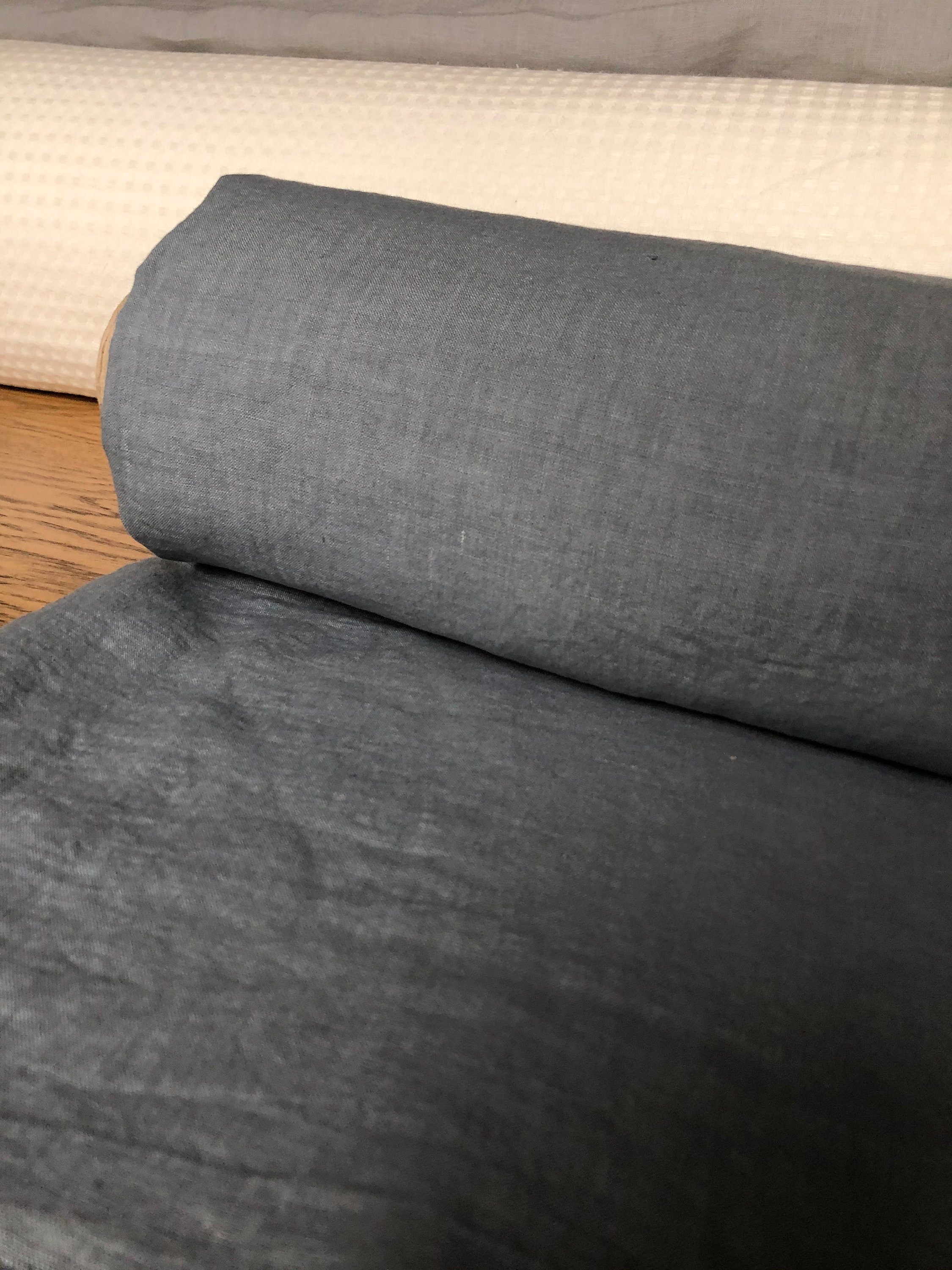 Extra Wide Steel Gray Linen Fabric: Softened Bedding & Sewing Material