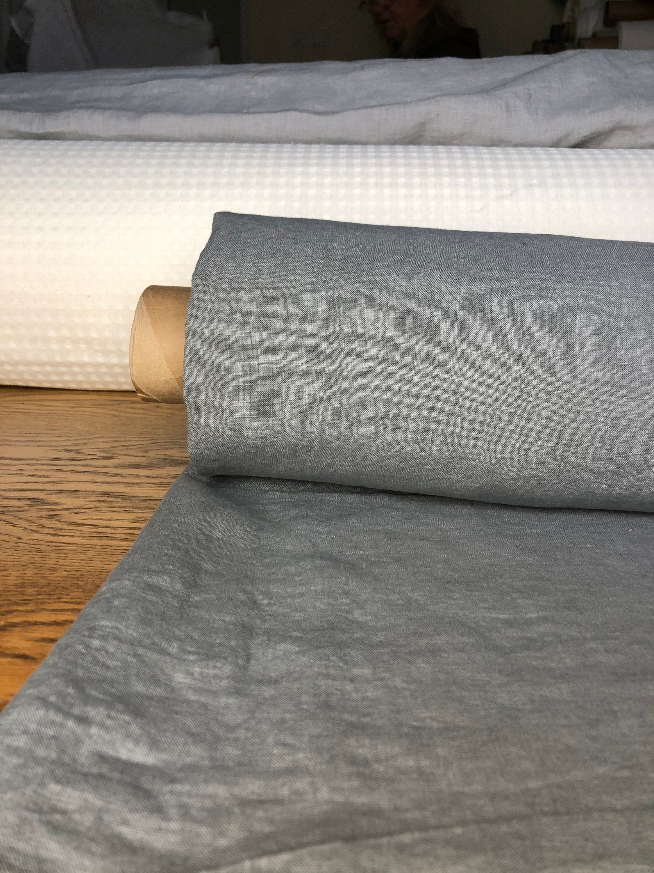 Extra Wide Steel Gray Linen Fabric: Softened Bedding & Sewing Material