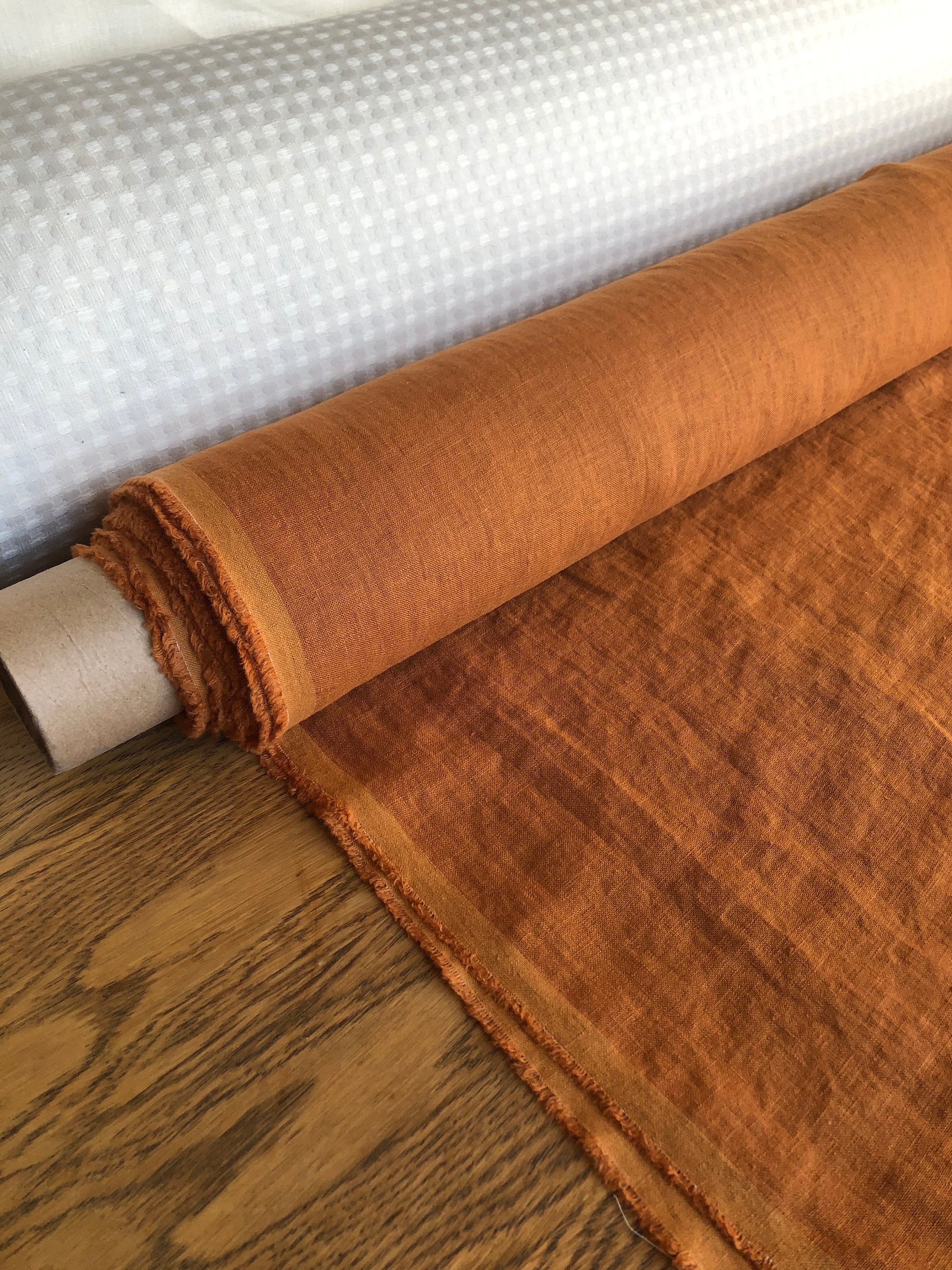 100 % EXTRA wide natural LINEN fabric BGO17soft lithuanian pumpkin , 250 cm width fabric by the metre, bedding linen, bedspread, sewing, lin