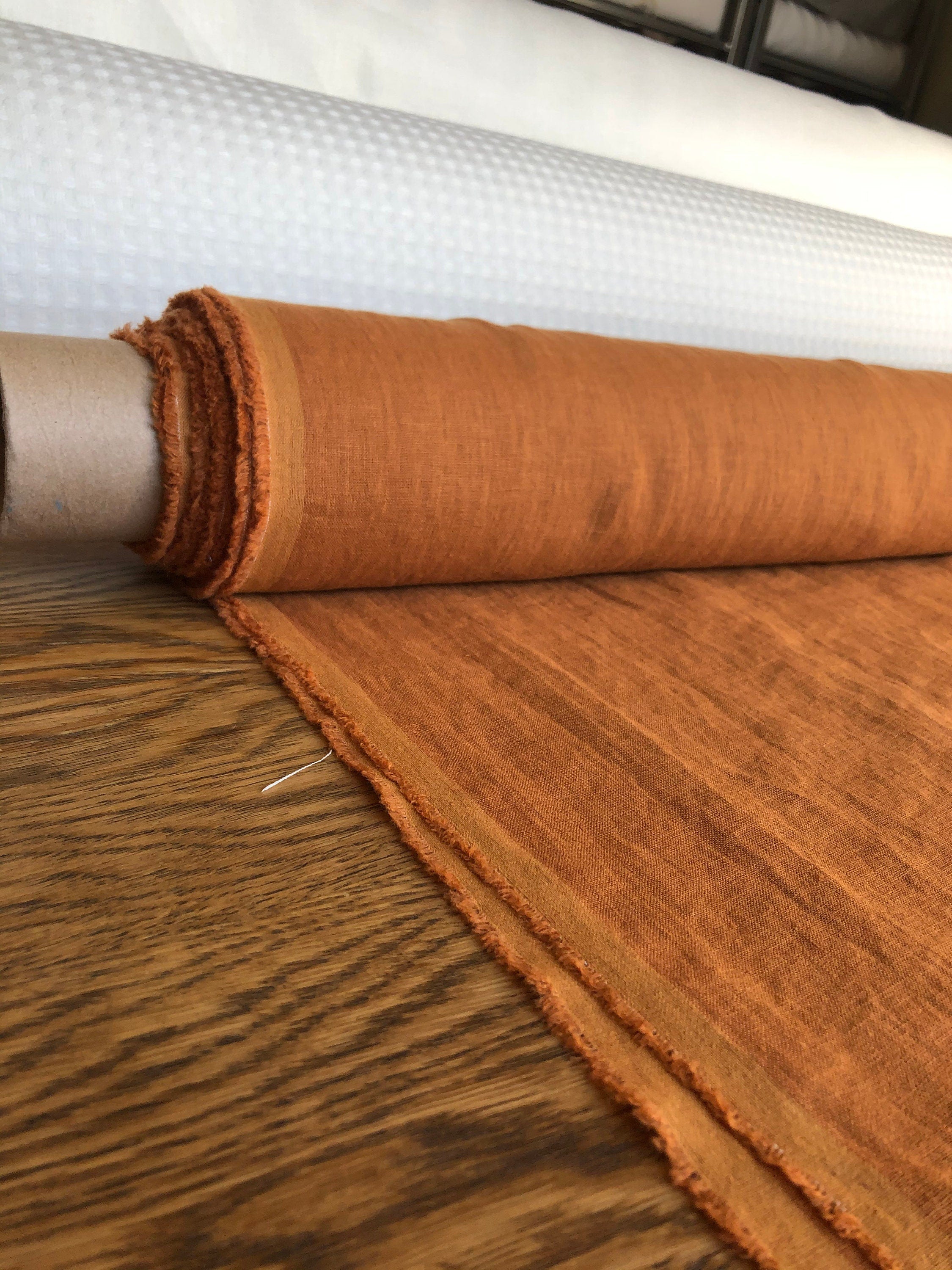 100 % EXTRA wide natural LINEN fabric BGO17soft lithuanian pumpkin , 250 cm width fabric by the metre, bedding linen, bedspread, sewing, lin