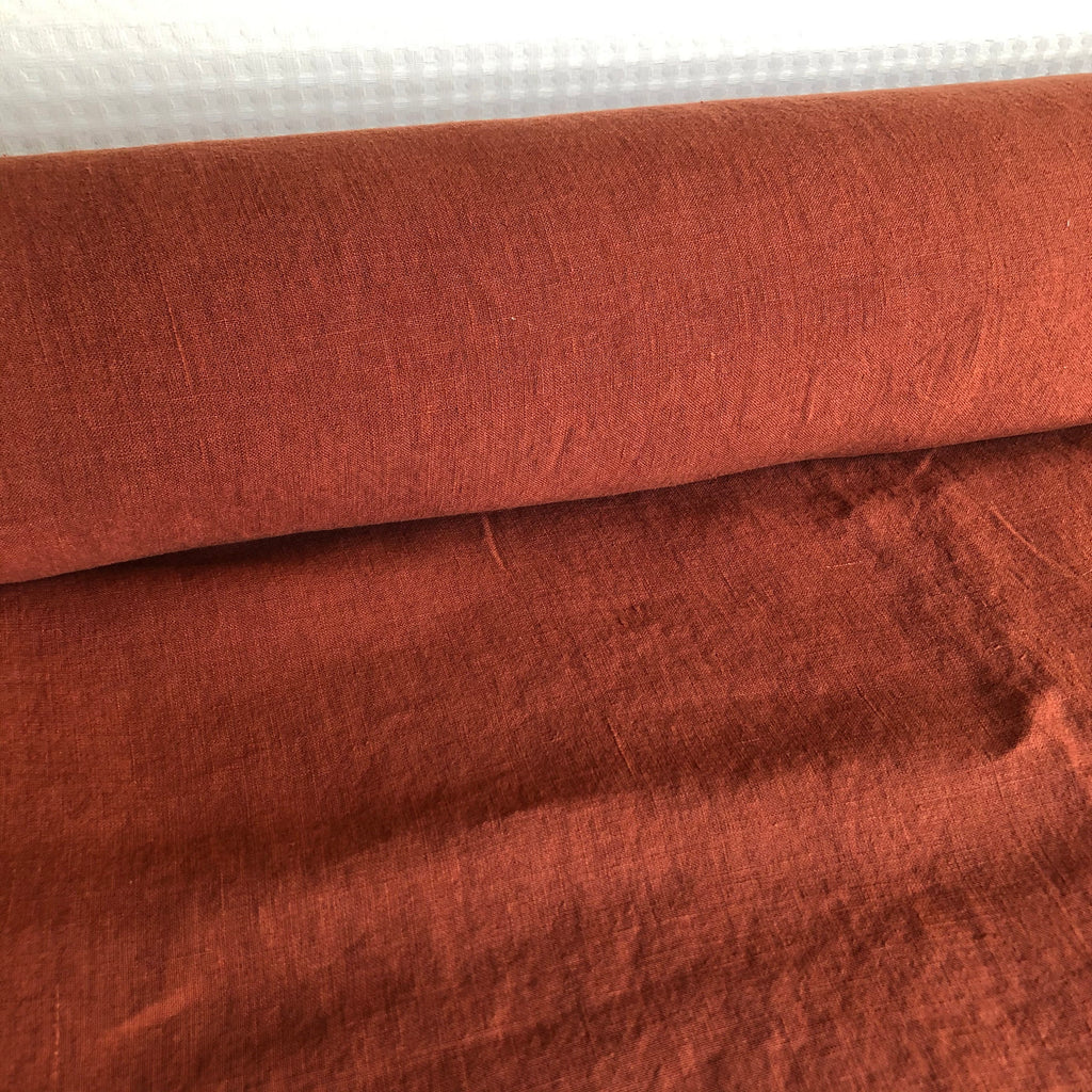 Extra Wide Brick Linen Fabric: Softened Bedding & Sewing Material