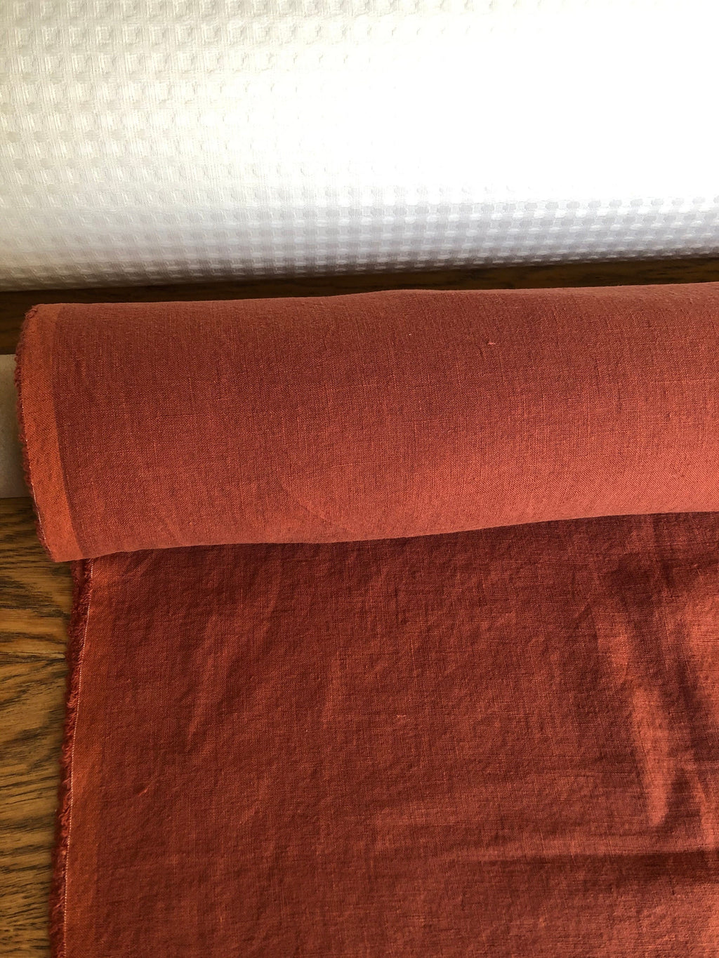 100 % EXTRA wide natural LINEN fabric BGO27soft Brick ,195 g/250cm width fabric by the metre, bedding