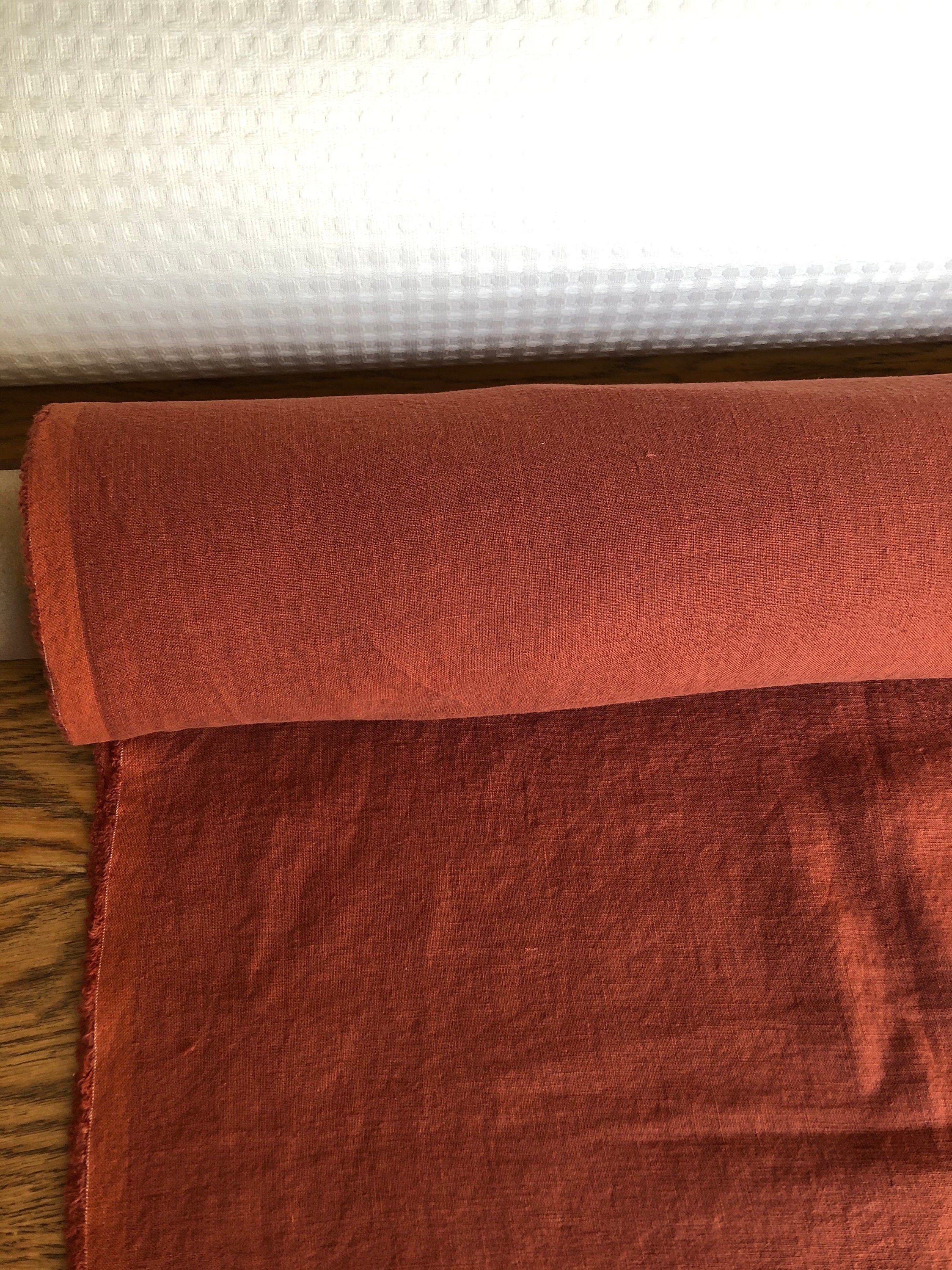 100 % EXTRA wide natural LINEN fabric BGO27soft Brick ,195 g/250cm width fabric by the metre, bedding