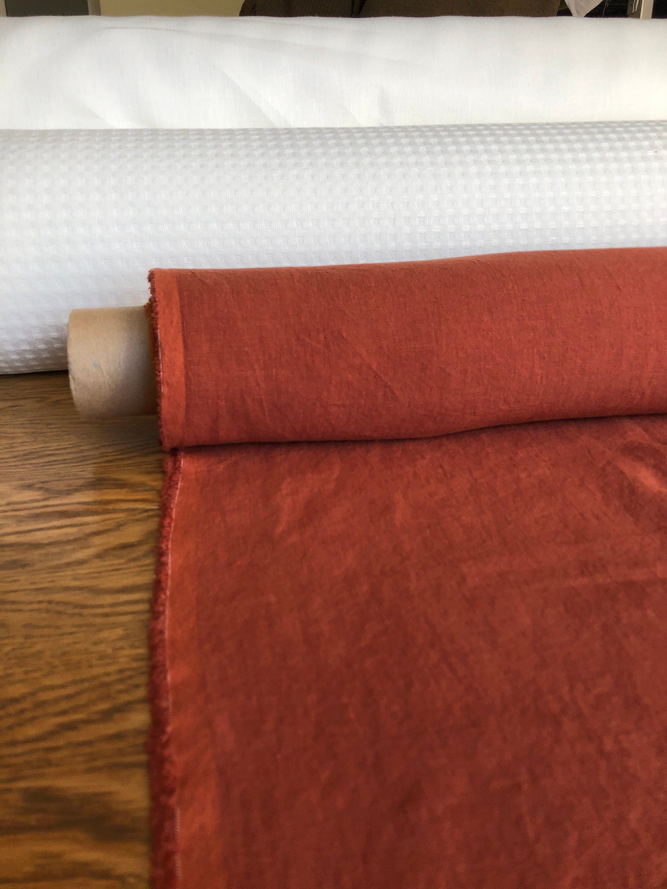 100 % EXTRA wide natural LINEN fabric BGO27soft Brick ,195 g/250cm width fabric by the metre, bedding