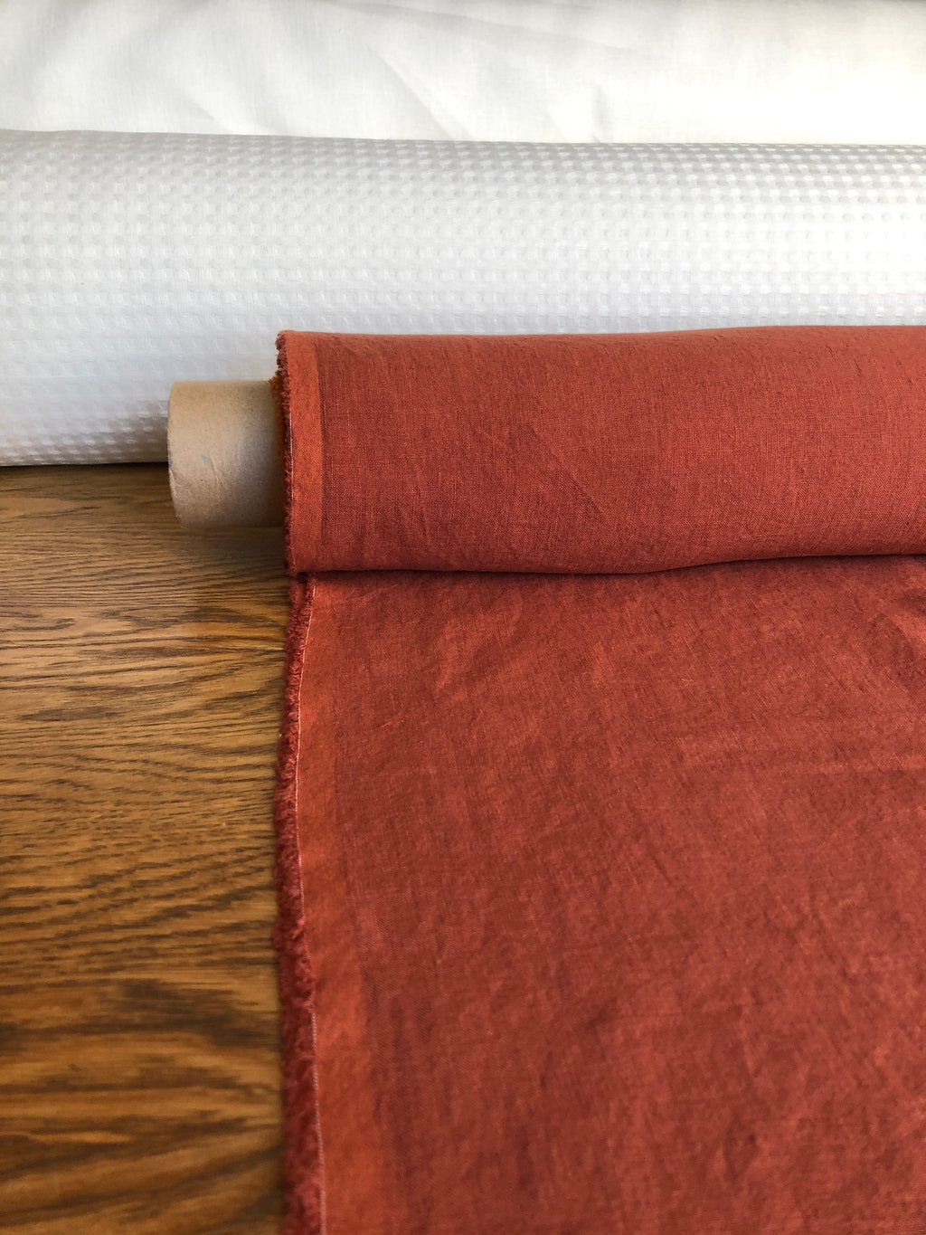 100 % EXTRA wide natural LINEN fabric BGO27soft Brick ,195 g/250cm width fabric by the metre, bedding