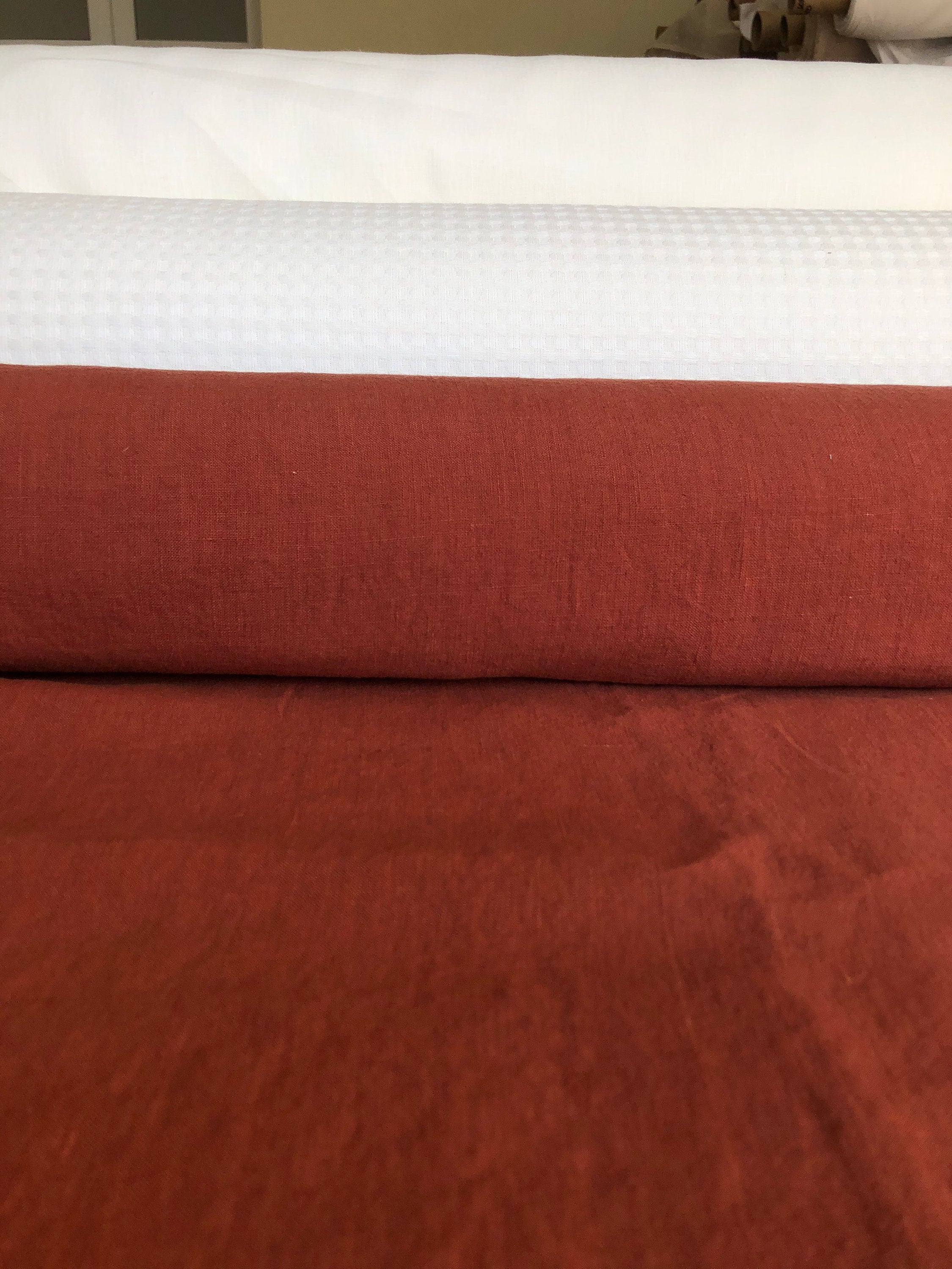 100 % EXTRA wide natural LINEN fabric BGO27soft Brick ,195 g/250cm width fabric by the metre, bedding
