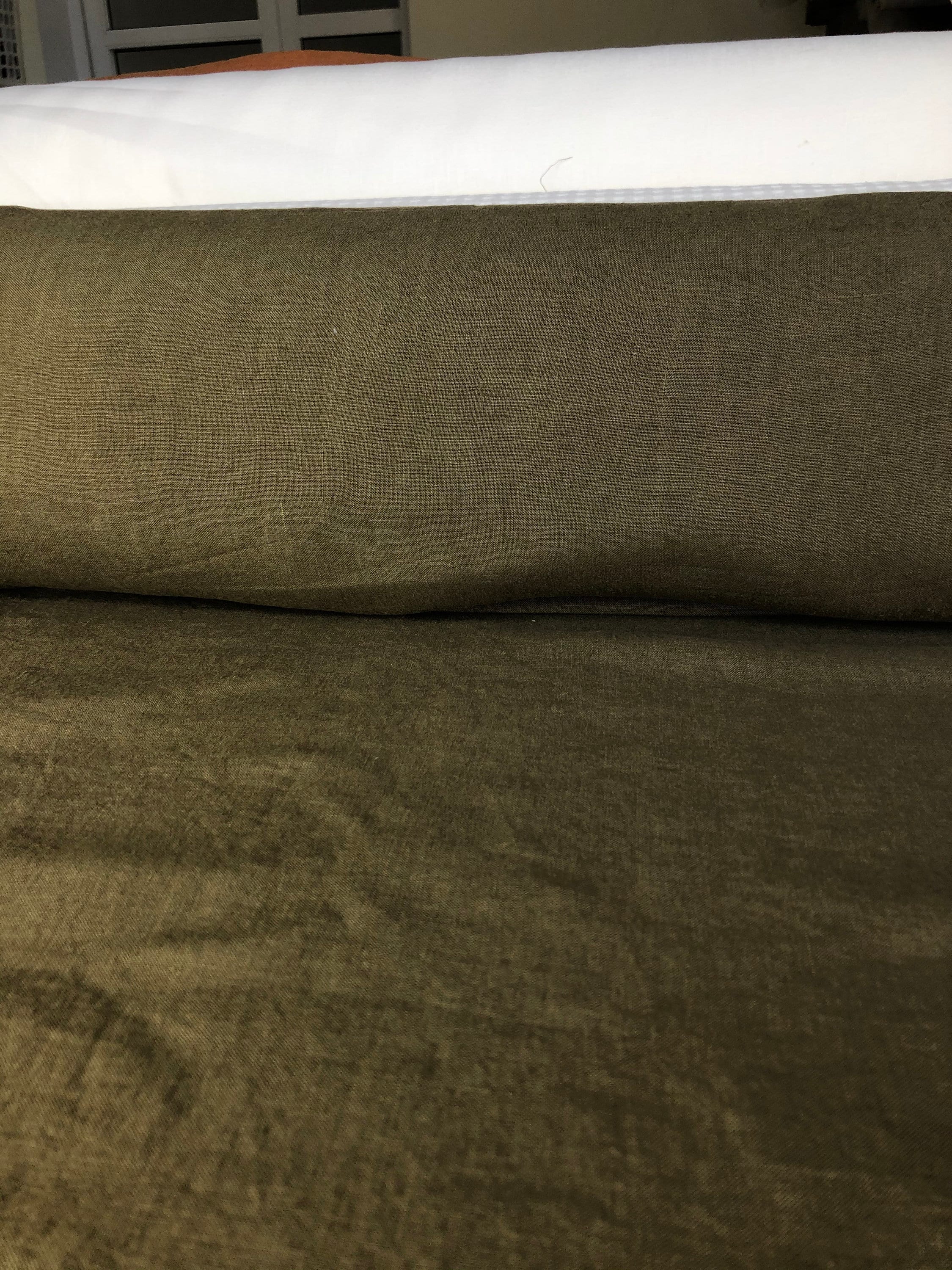 Extra Wide Soft Linen Fabric: Natural Olive Green, 250cm Width