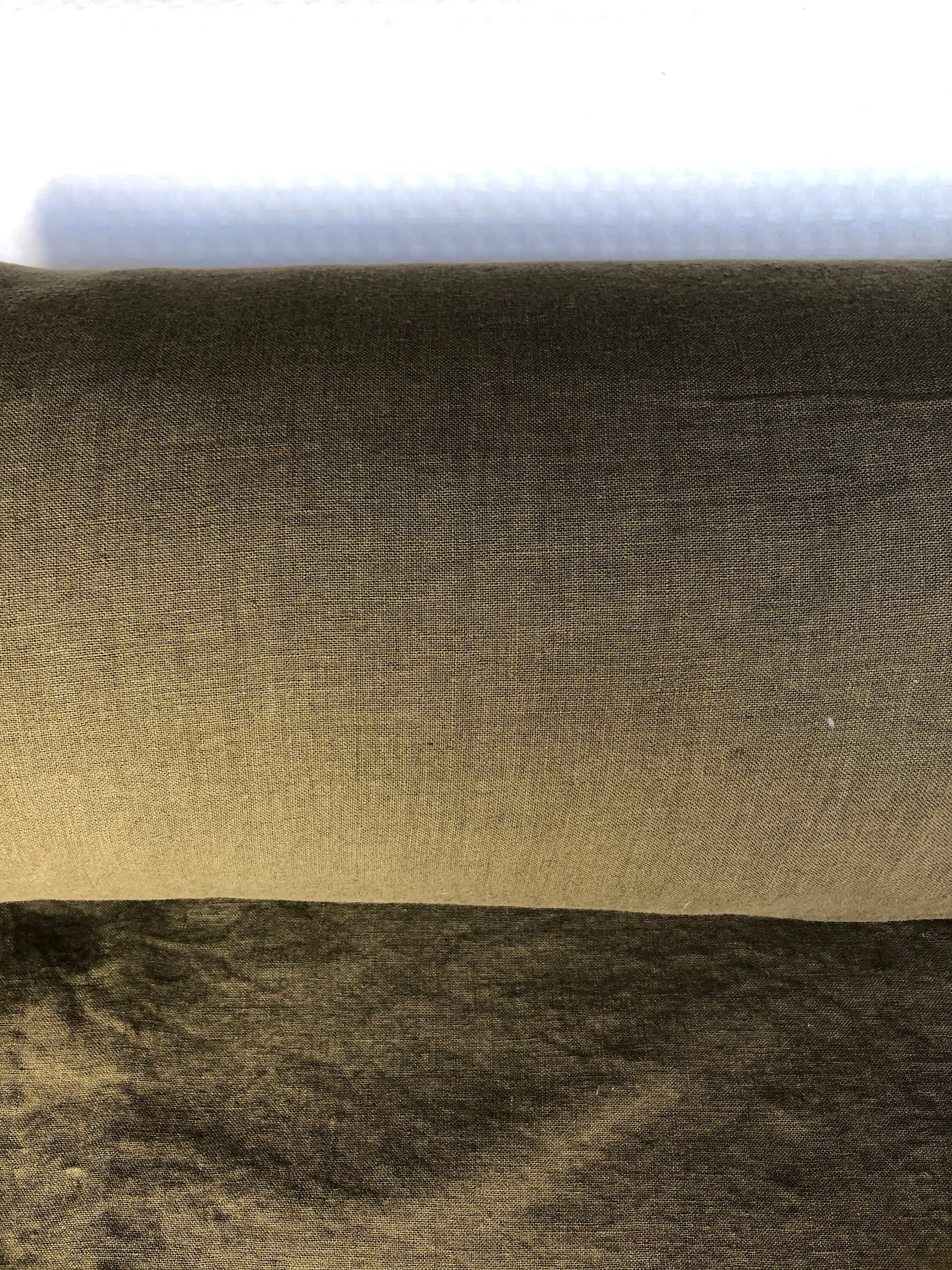 Extra Wide Olive Green Linen Fabric: Softened Bedding & Sewing Material