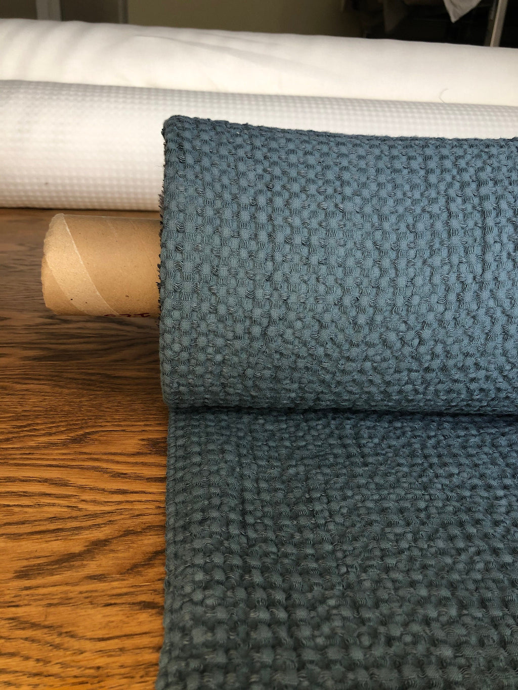 Extra Wide Waffle Linen Cotton Fabric: Natural Bath & Kitchen Towel Material