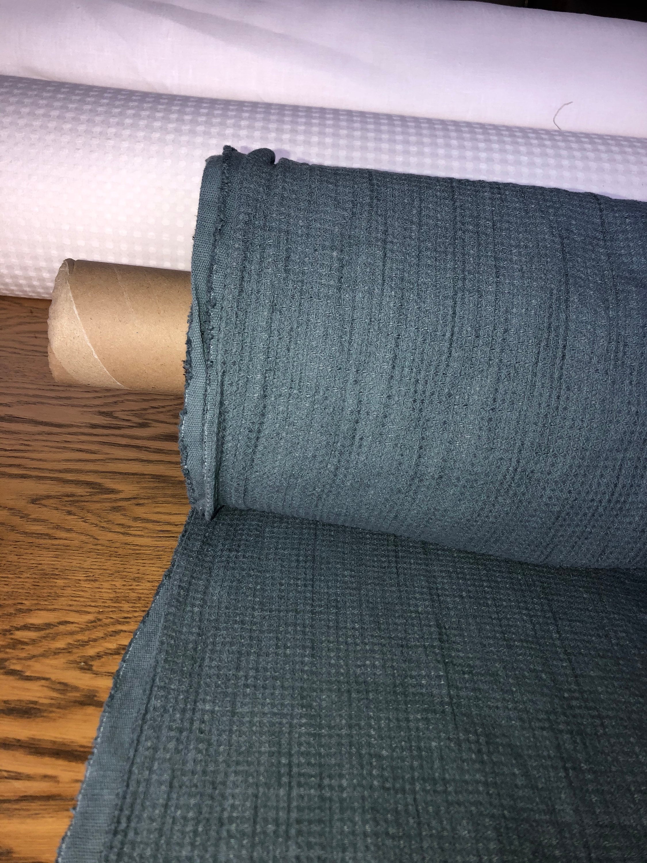 Waffle Linen Cotton Fabric By The Metre: Natural Bath & Spa Towel Material