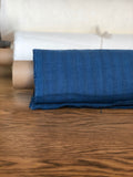 Striped Blue Linen Fabric: 100% Natural, Medium Weight
