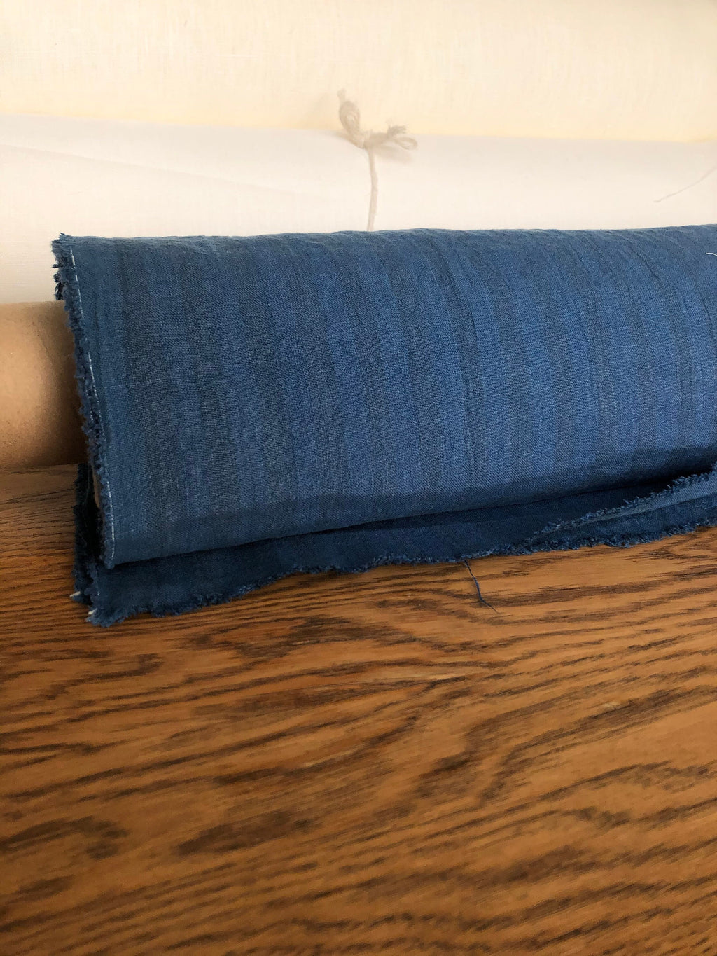 Striped Blue Linen Fabric: 100% Natural, Medium Weight