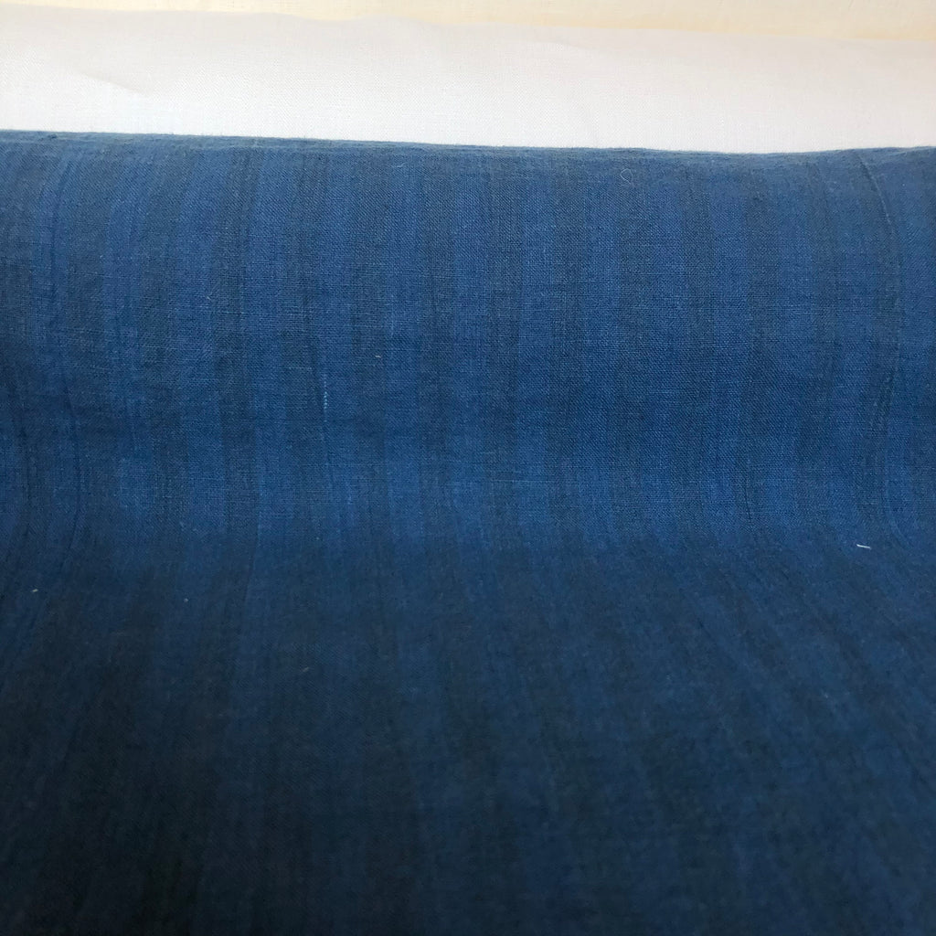 Striped Blue Linen Fabric: 100% Natural, Medium Weight