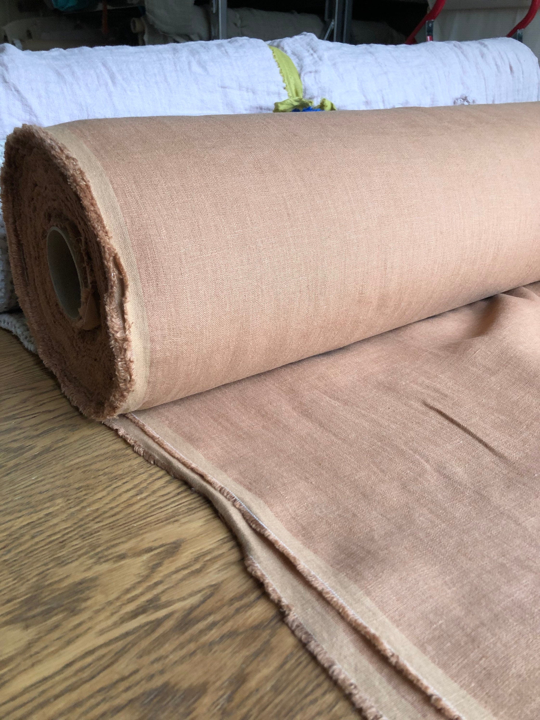 Extra Wide Linen Fabric: Soft Dusty Ochre, 250cm Width
