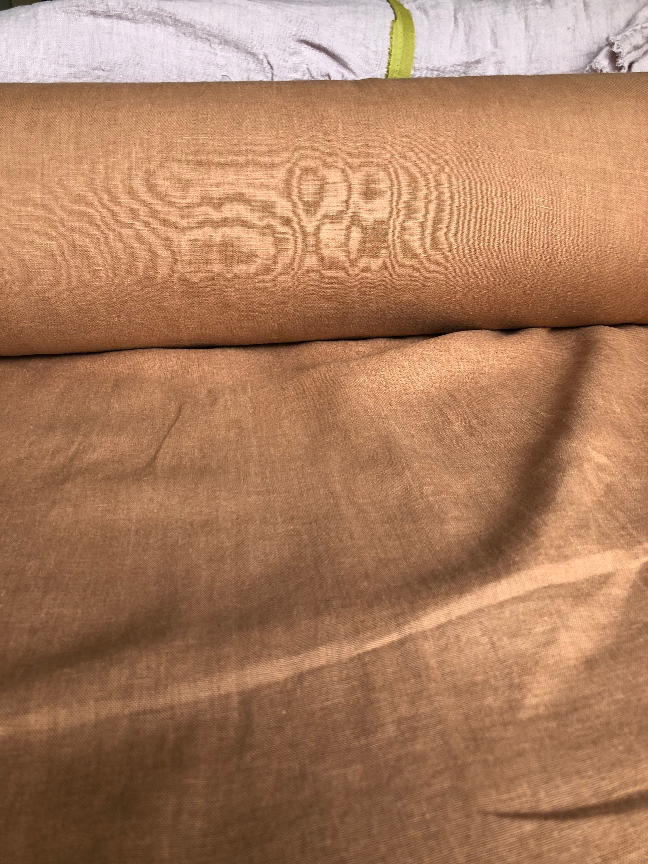 Extra Wide Linen Fabric: Soft Dusty Ochre, 250cm Width