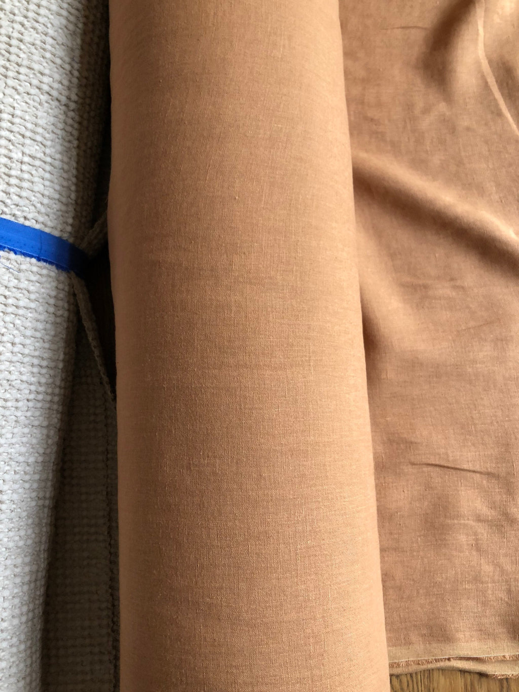 Extra Wide Linen Fabric: Soft Dusty Ochre, 250cm Width