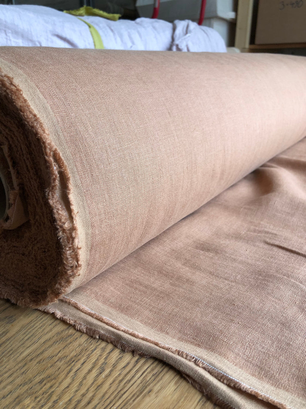 Extra Wide Linen Fabric: Soft Dusty Ochre, 250cm Width