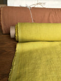 Extra Wide Yellow-Green Linen Fabric: 100% Natural, 250cm Width