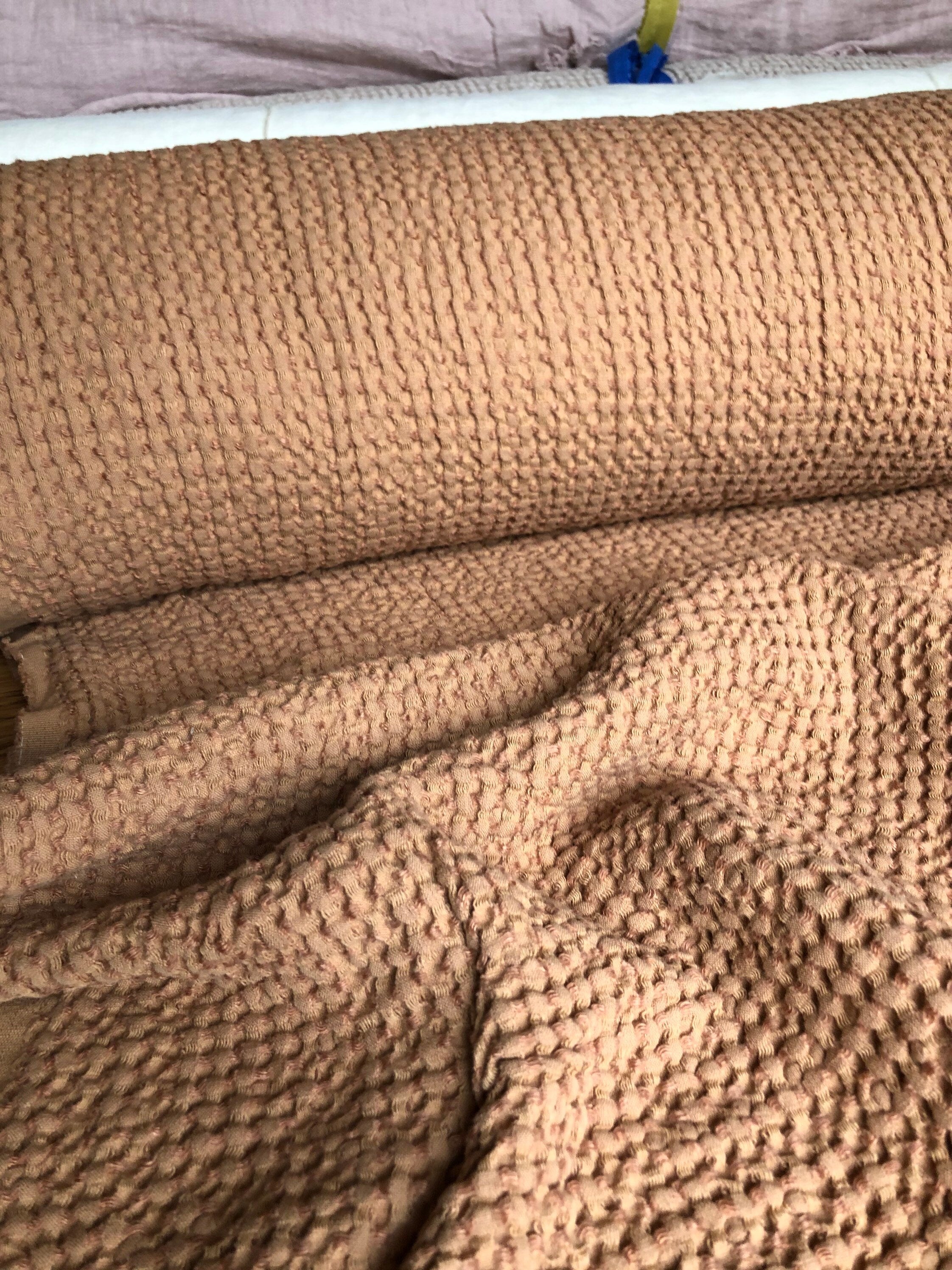 88" Extra Wide Waffle Linen Cotton Fabric: Dusty Ochre BGO137