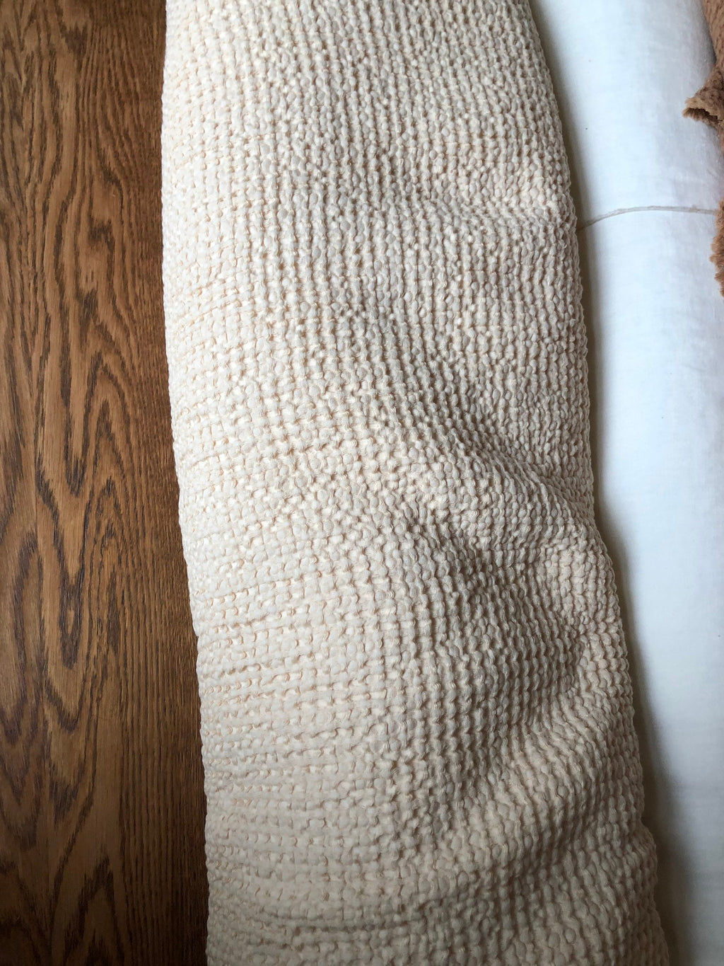 88" EXTRA WIDE fabric, Waffle natural Linen/Cotton fabric BGO137 WARM_NUDE, 250g/225cm fabric by the metre bath towel kitchen towel spa