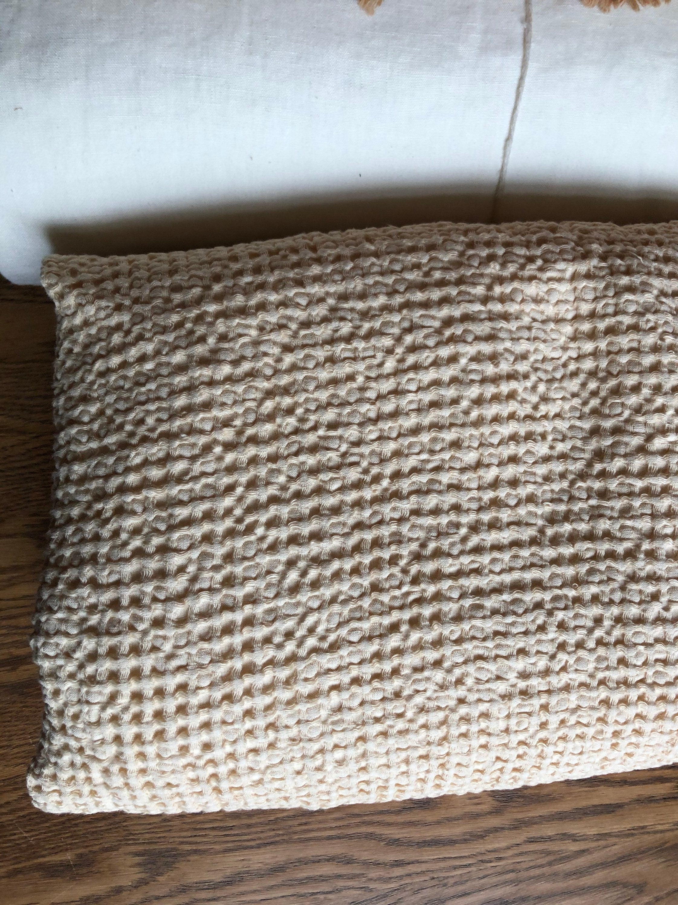 88" EXTRA WIDE fabric, Waffle natural Linen/Cotton fabric BGO137 WARM_NUDE, 250g/225cm fabric by the metre bath towel kitchen towel spa