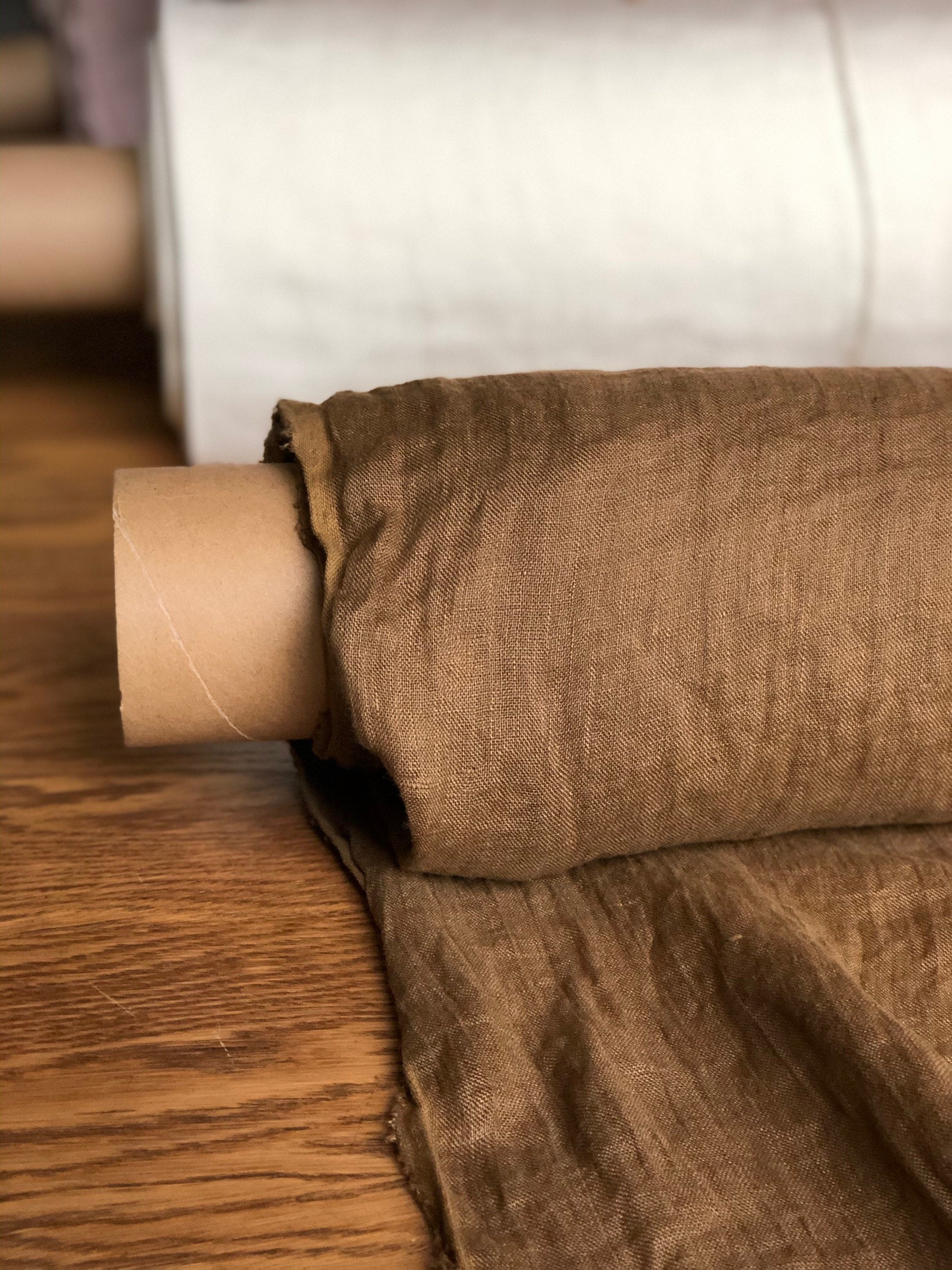 Light Spicy Brown Linen Fabric: 100% Natural, 150cm Wide