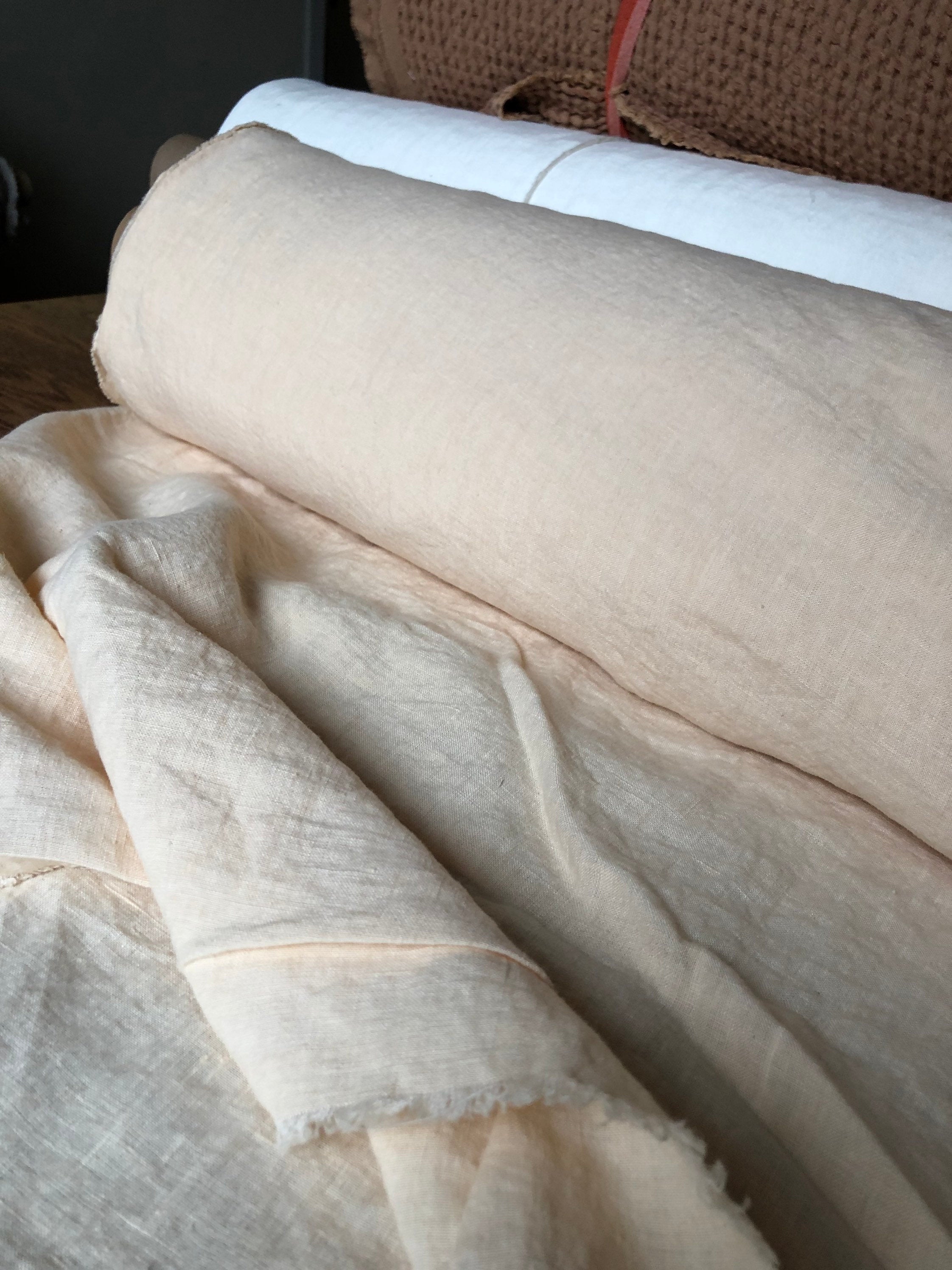 100 % EXTRA wide natural LINEN fabric BGO17soft warm nude , 250 cm width fabric by the metre, bedding linen, bedspread, sewing, lin