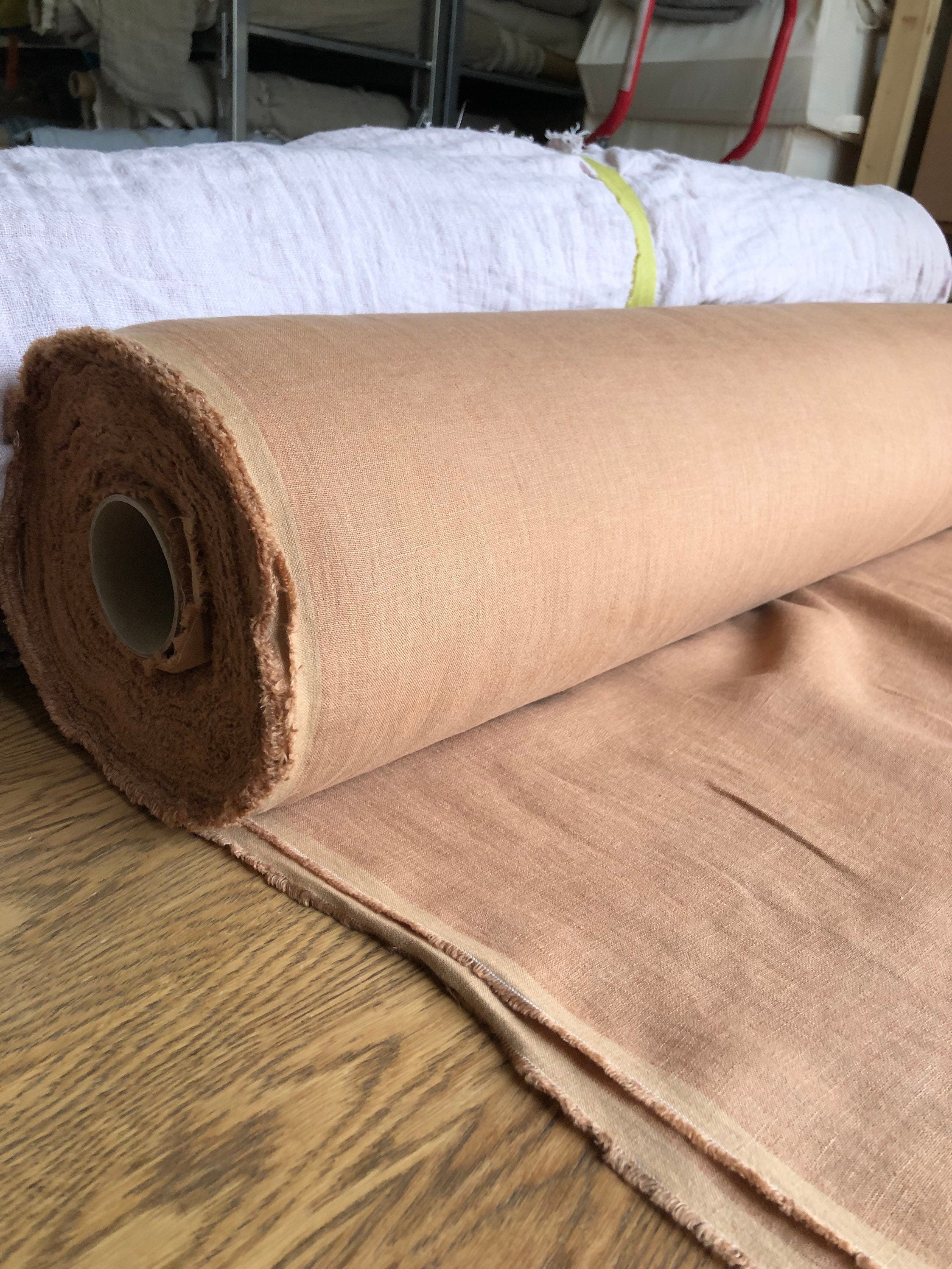 Extra Wide Dusty Ochre Linen Fabric: 250cm Wide, Bedding & Sewing