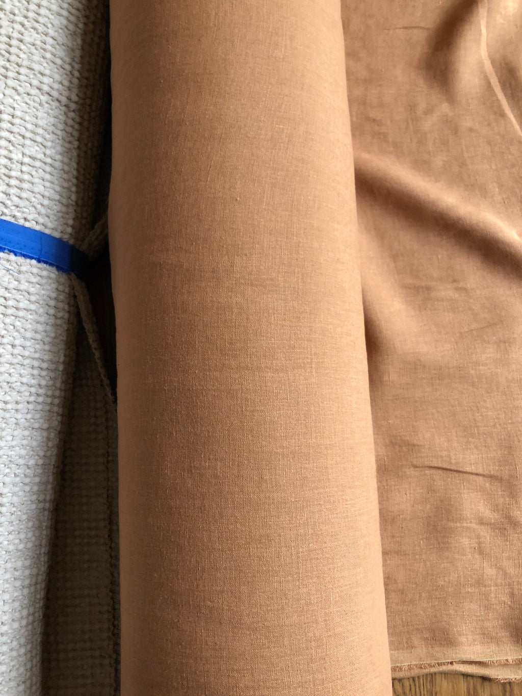 Extra Wide Dusty Ochre Linen Fabric: 250cm Wide, Bedding & Sewing