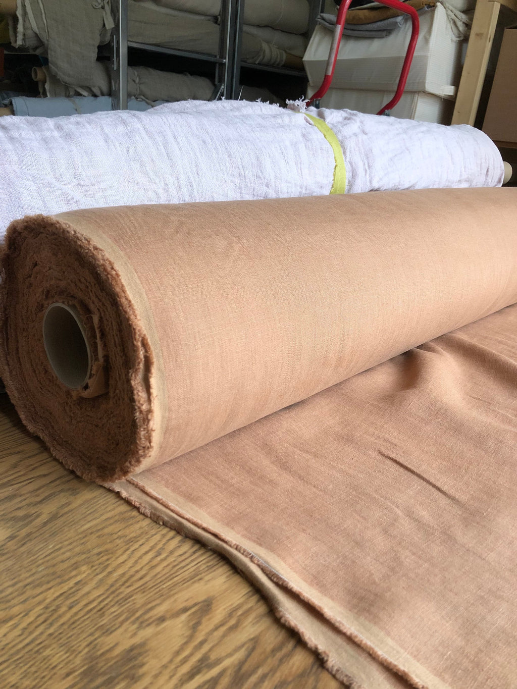 Extra Wide Dusty Ochre Linen Fabric: 250cm Wide, Bedding & Sewing