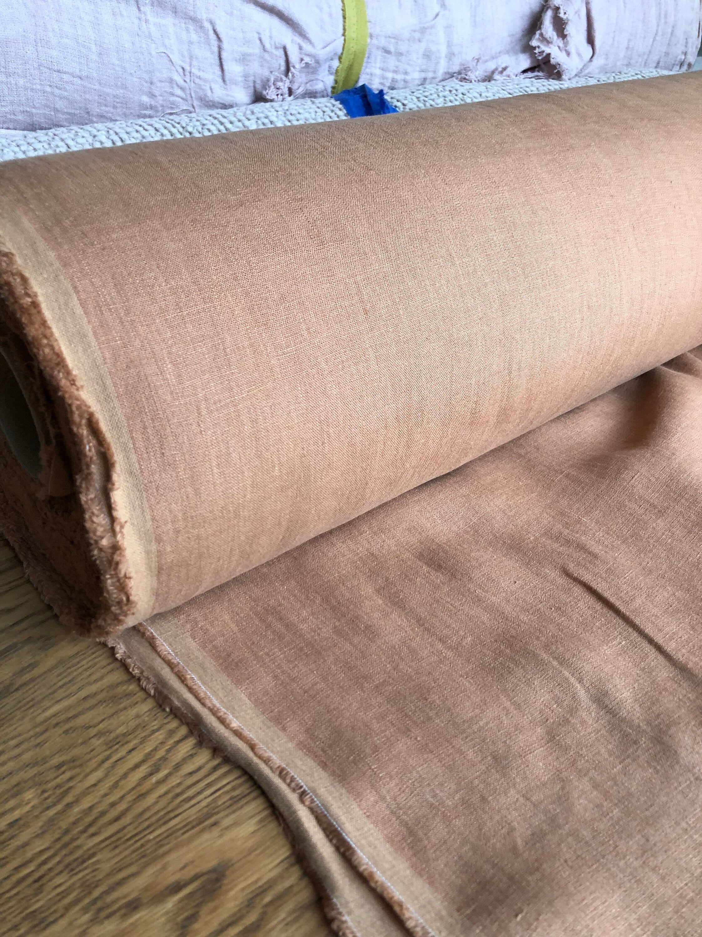 Extra Wide Linen Fabric: Soft Dusty Ochre, 250cm Width