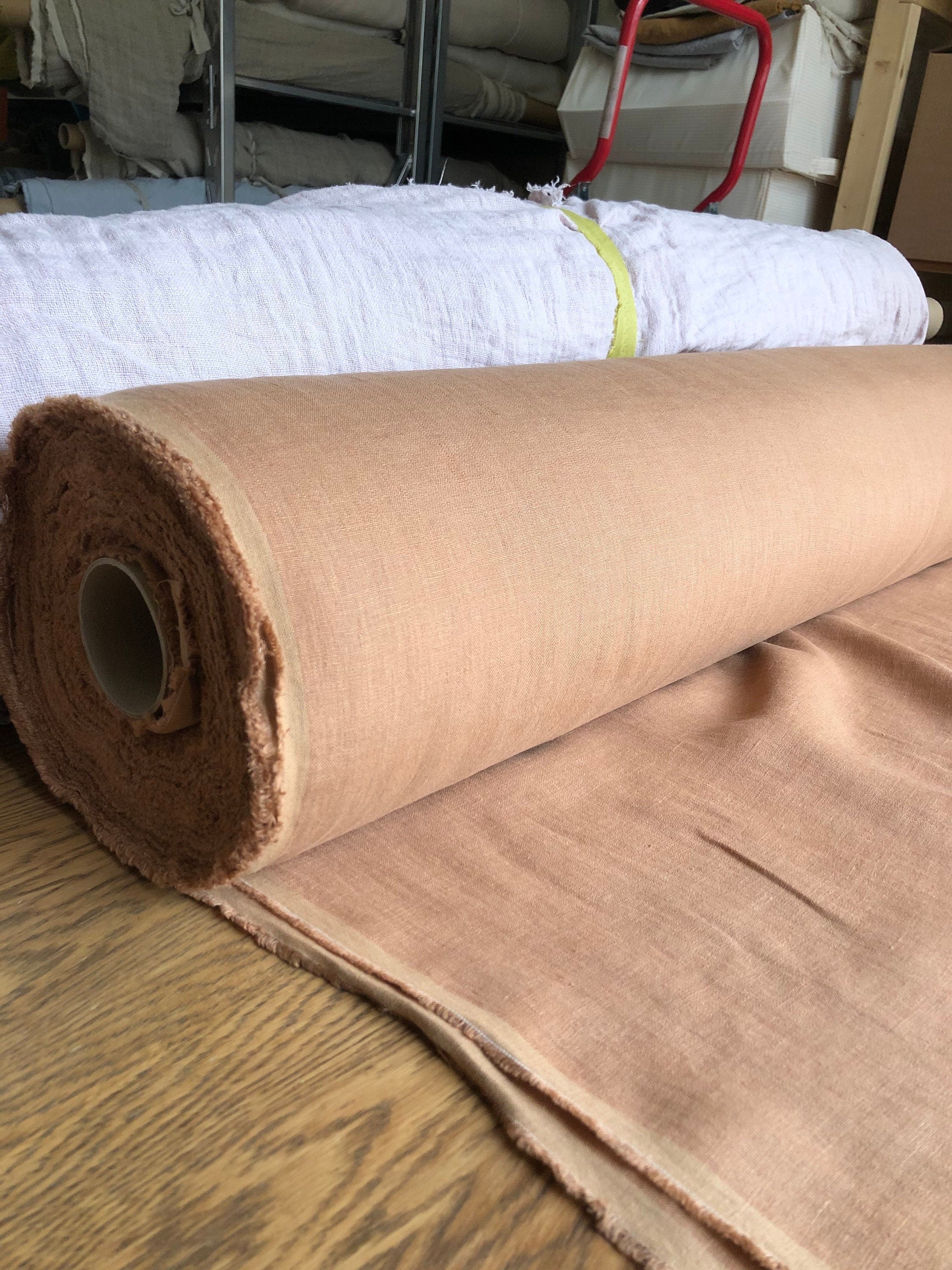 Extra Wide Linen Fabric: Soft Dusty Ochre, 250cm Width