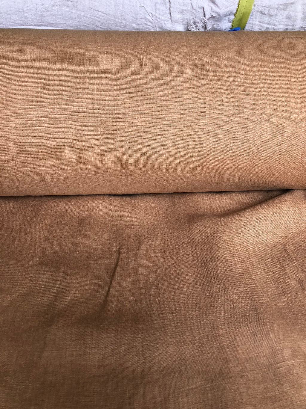 Extra Wide Linen Fabric: Soft Dusty Ochre, 250cm Width