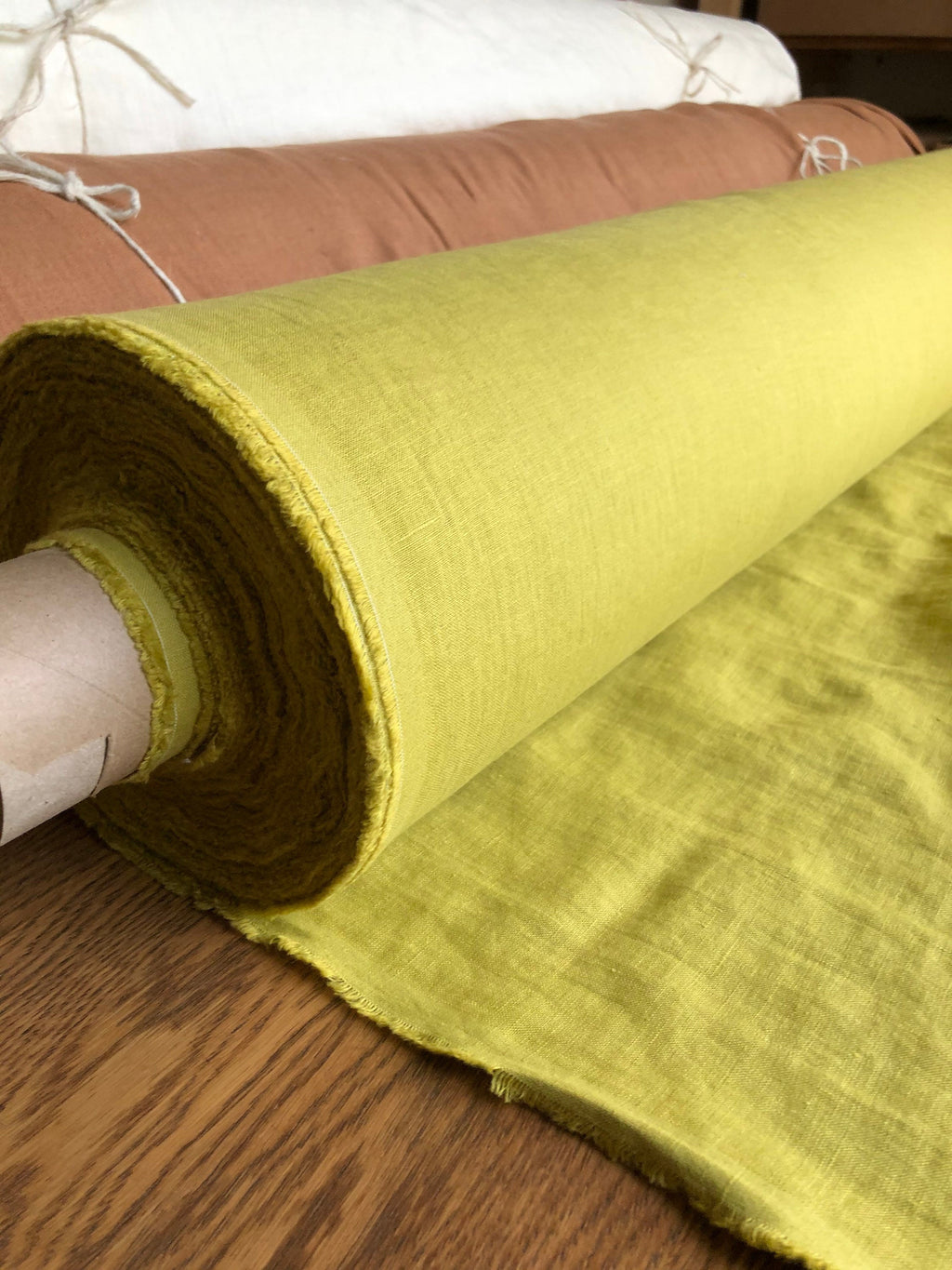 Extra Wide Yellow-Green Linen Fabric: Soft Bedding & Sewing Material