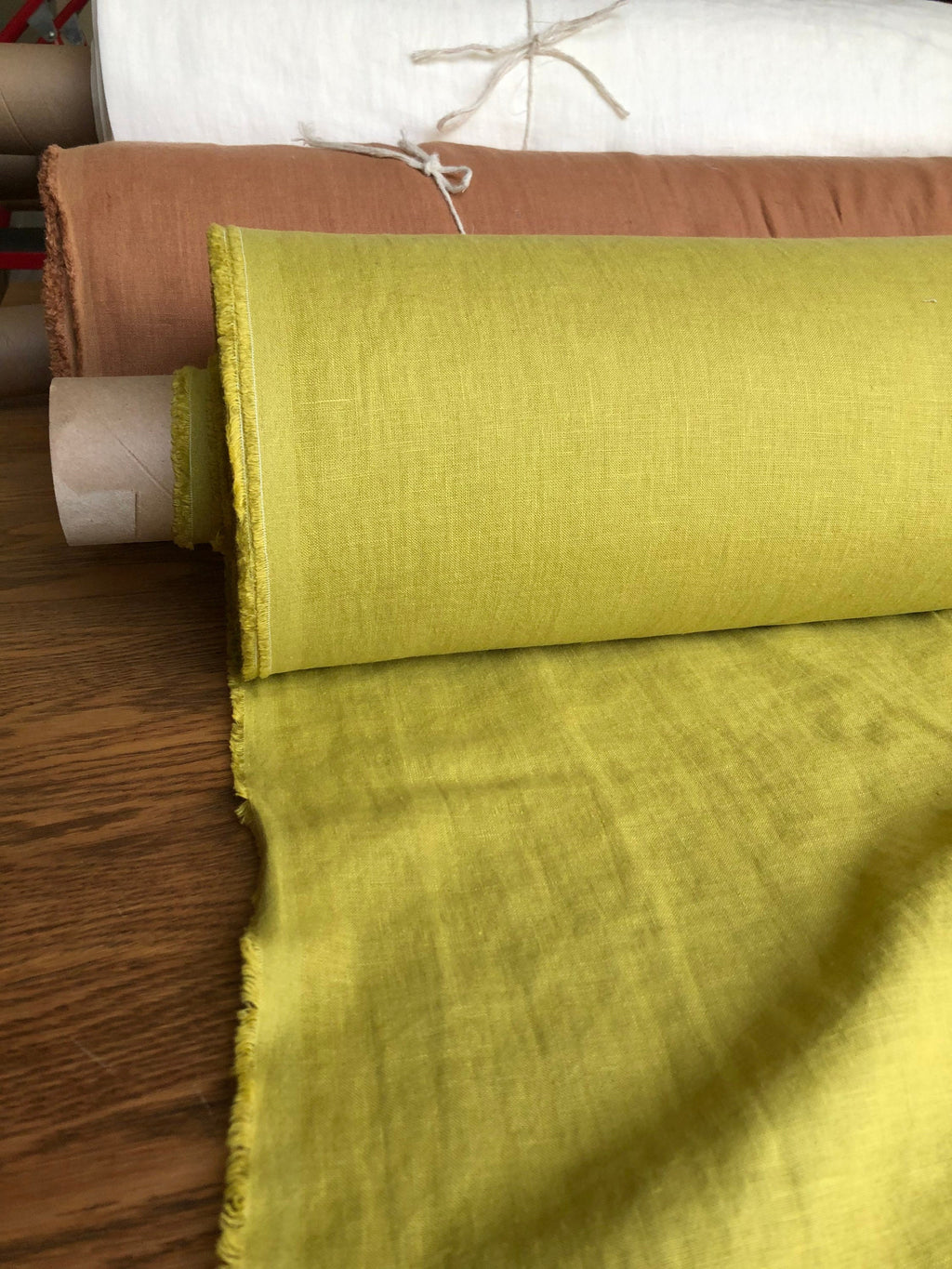 Extra Wide Yellow-Green Linen Fabric: Soft Bedding & Sewing Material