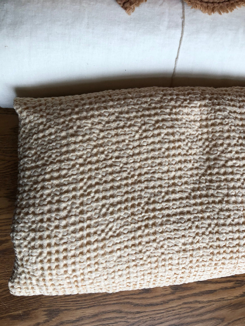 88" EXTRA WIDE fabric, Waffle natural Linen/Cotton fabric BGO137 WARM_NUDE, 250g/225cm fabric by the metre bath towel kitchen towel spa