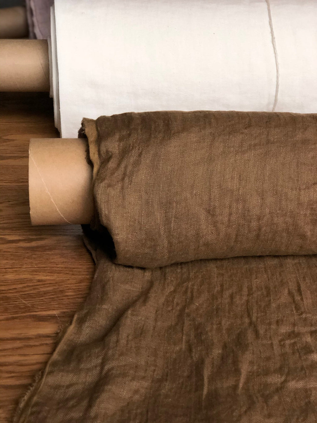 Light Spicy Brown Linen Fabric: 100% Natural, 150cm Wide