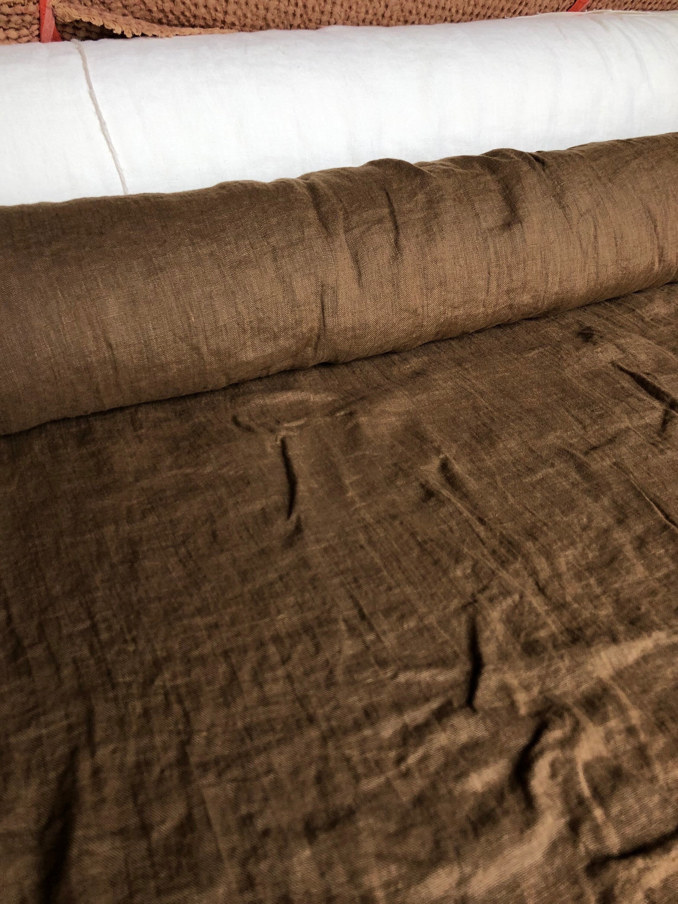 Light Spicy Brown Linen Fabric: 100% Natural, 150cm Wide