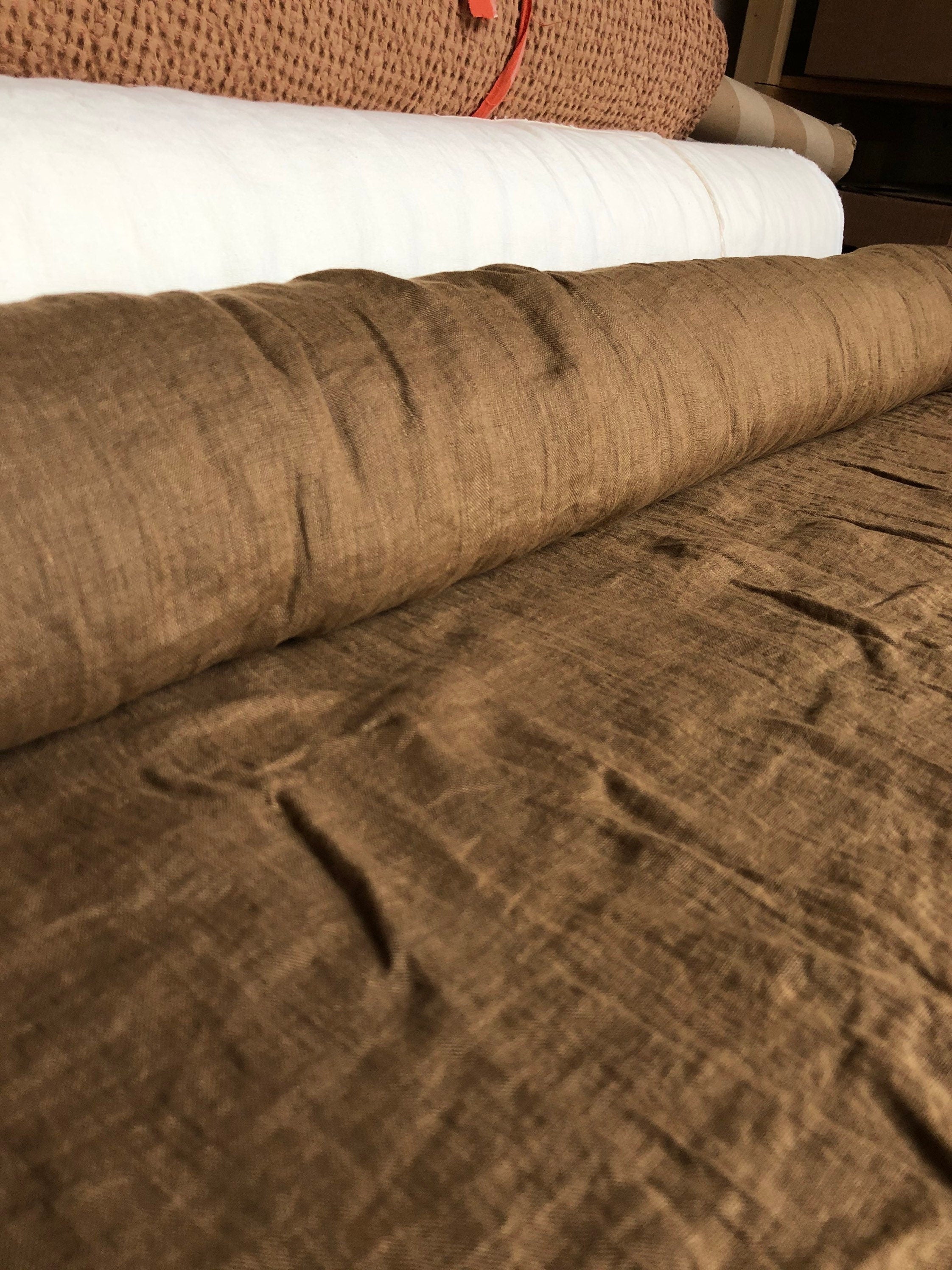 Light Spicy Brown Linen Fabric: 100% Natural, 150cm Wide