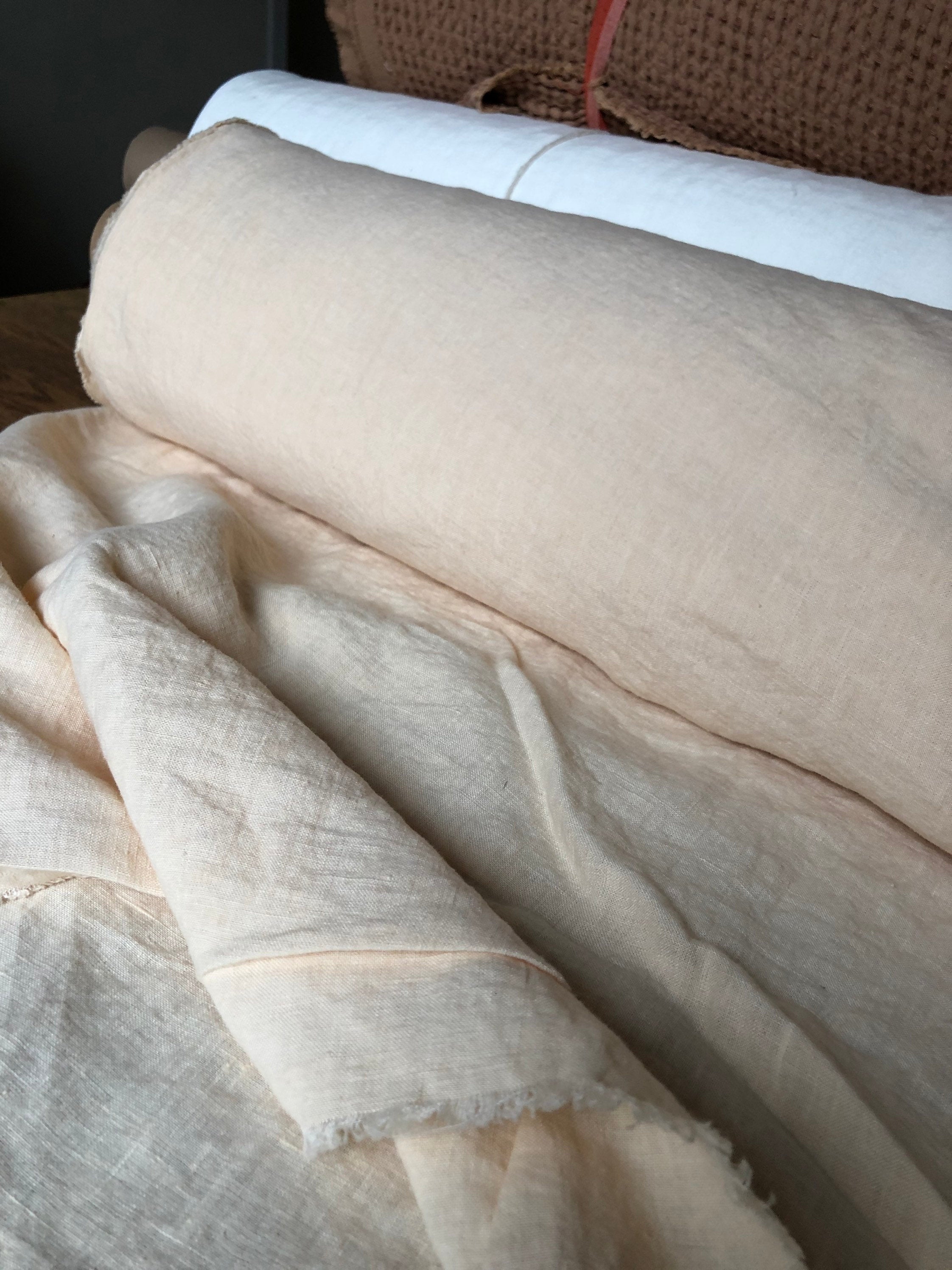 100 % EXTRA wide natural LINEN fabric BGO17soft warm nude , 250 cm width fabric by the metre, bedding linen, bedspread, sewing, lin