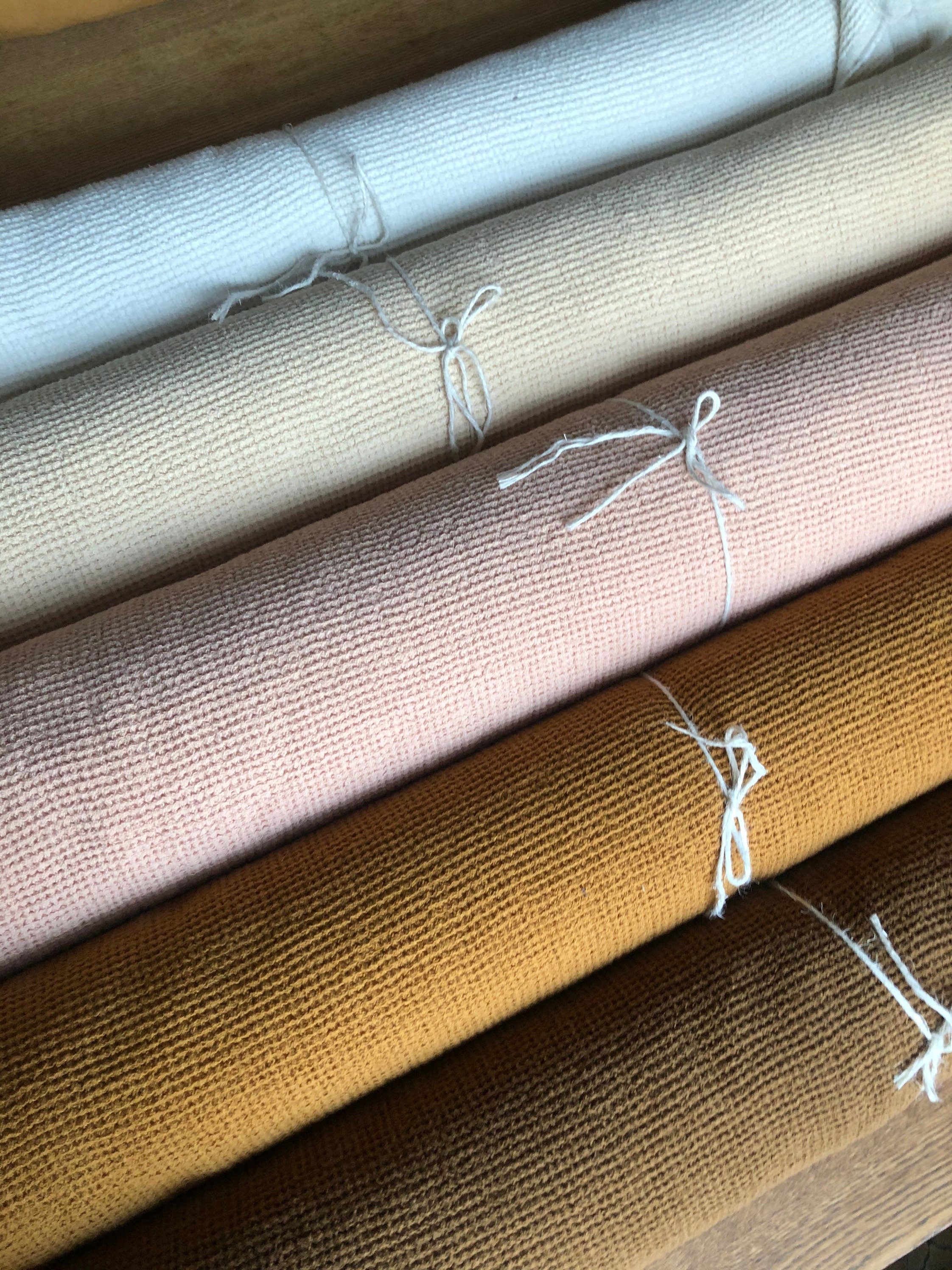Spicy Waffle Linen Fabric: 80" Extra Wide, Natural 100% Linen