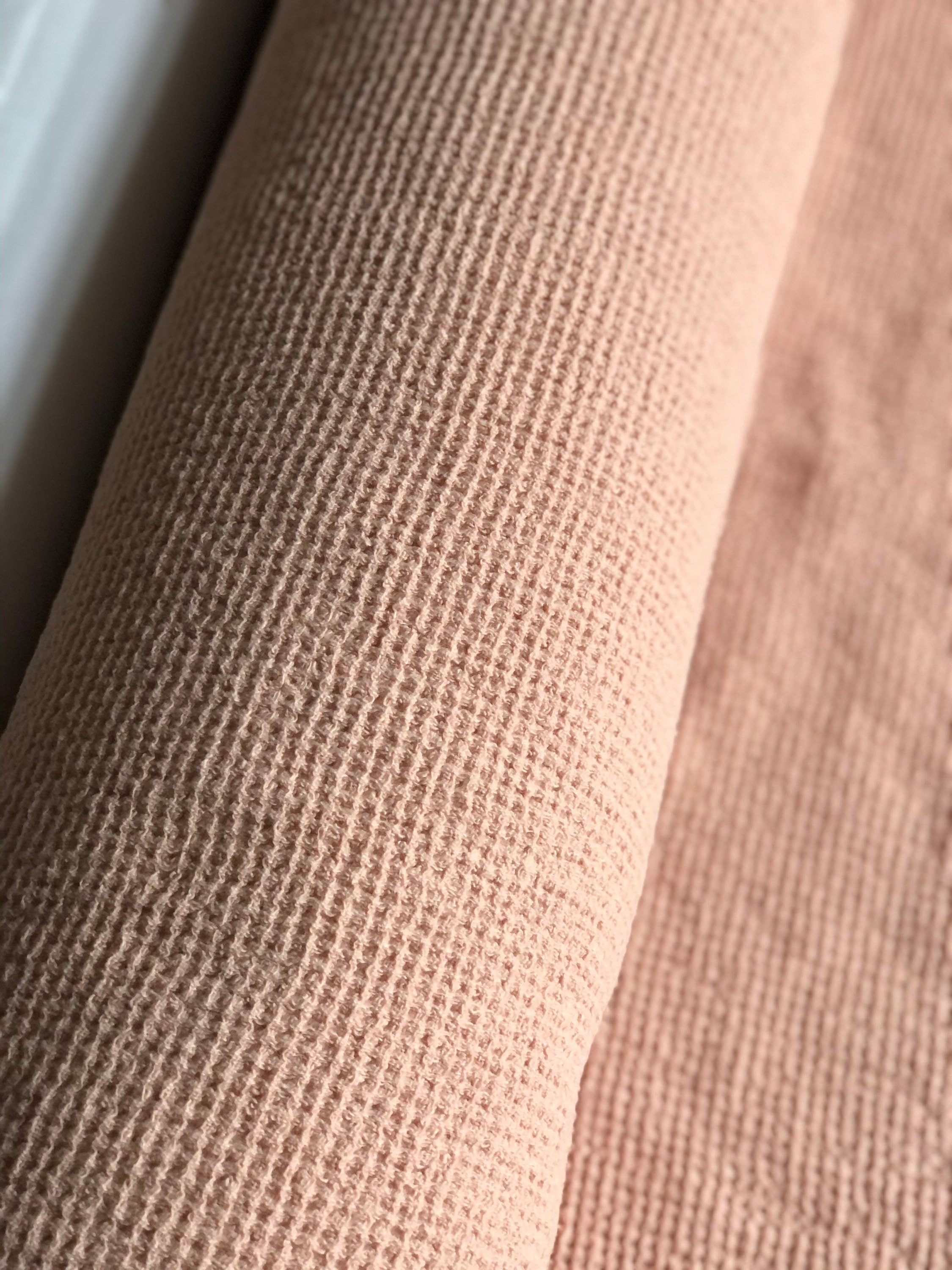 Dusty Pink Waffle Linen Fabric: 80" Extra Wide, 500g