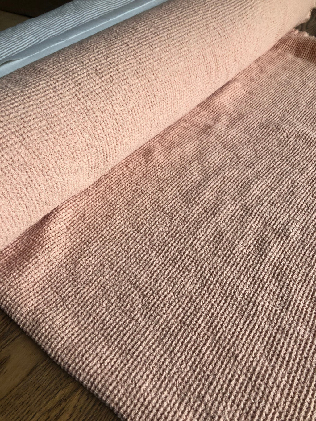 Dusty Pink Waffle Linen Fabric: 80" Extra Wide, 500g