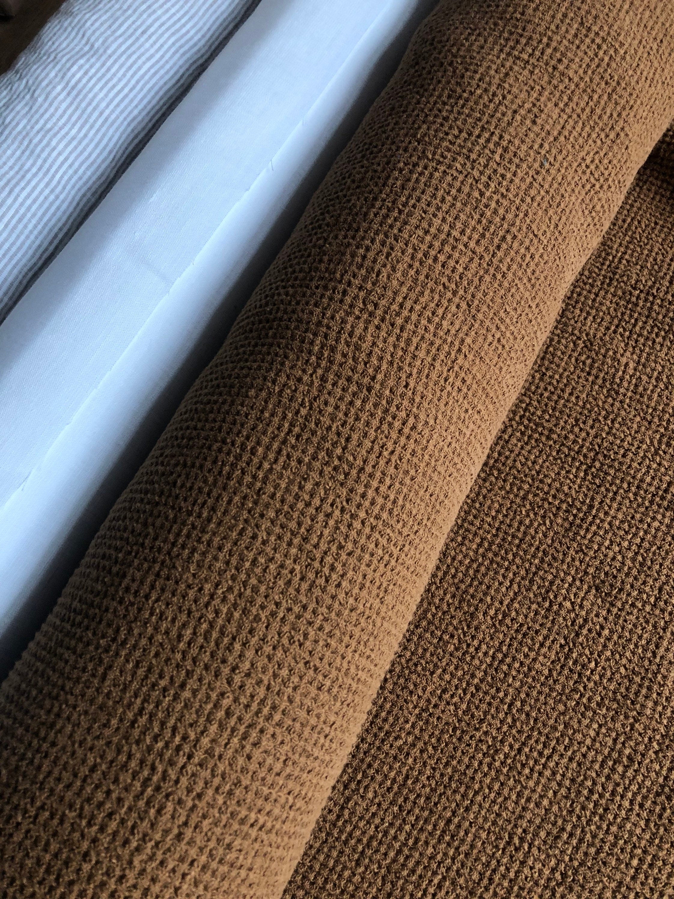 Spicy Waffle Linen Fabric: 80" Extra Wide, Natural 100% Linen