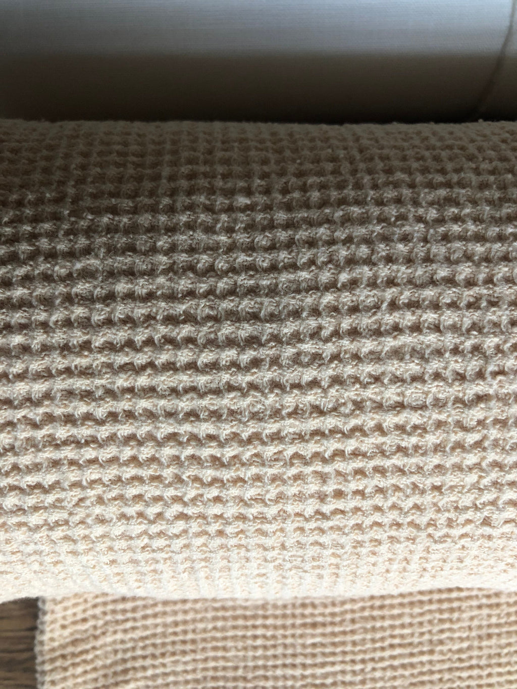 80" EXTRA WIDE 500g/200cm fabric, BGO139W warm nude , Waffle natural 100 % Linen fabric, fabric by the metre bath towel kitchen towel spa