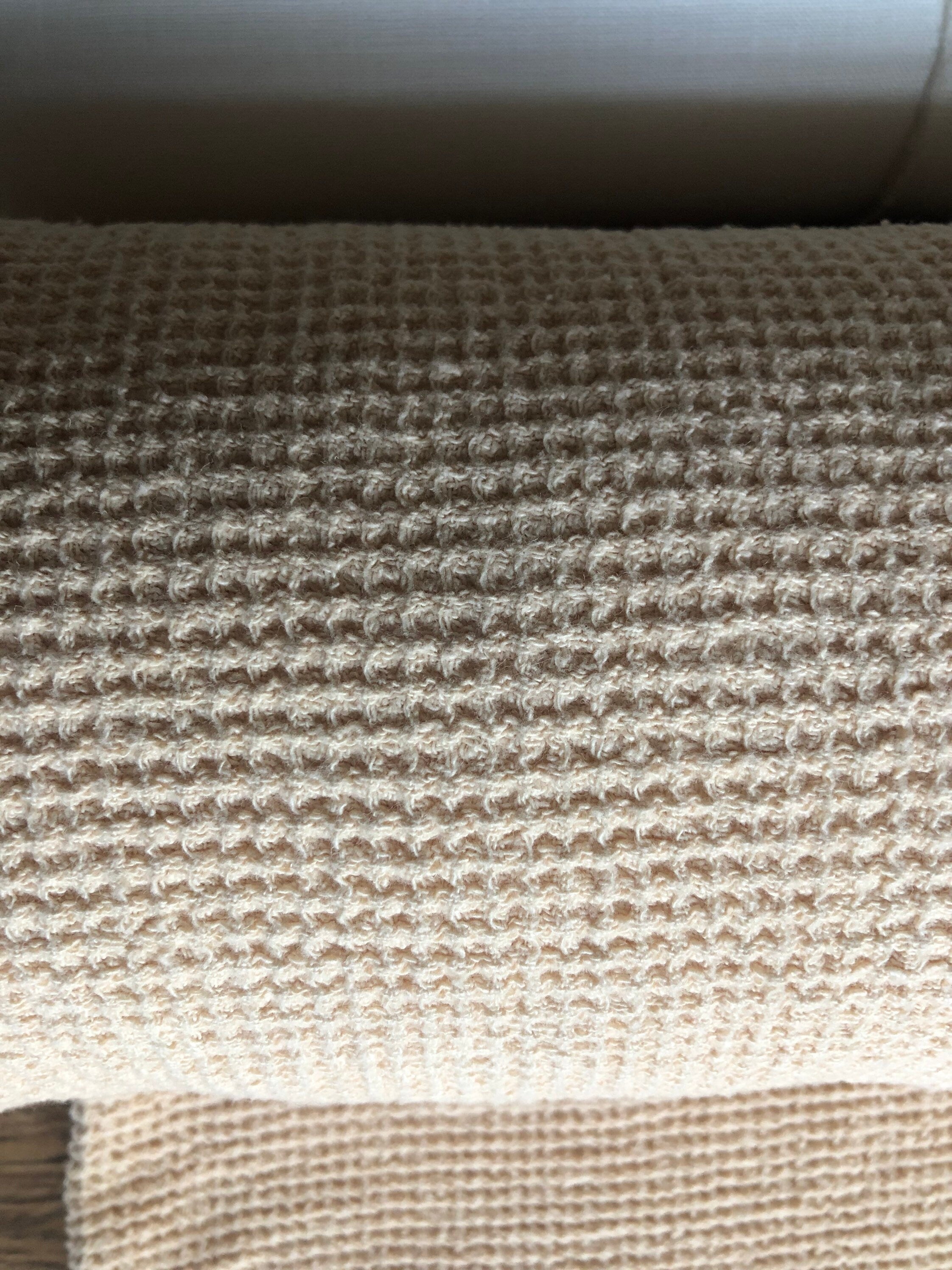 80" EXTRA WIDE 500g/200cm fabric, BGO139W warm nude , Waffle natural 100 % Linen fabric, fabric by the metre bath towel kitchen towel spa