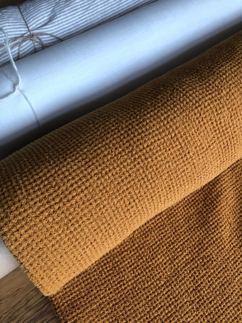 80" Extra Wide Waffle Linen Fabric: Natural Heavyweight, BGO139W