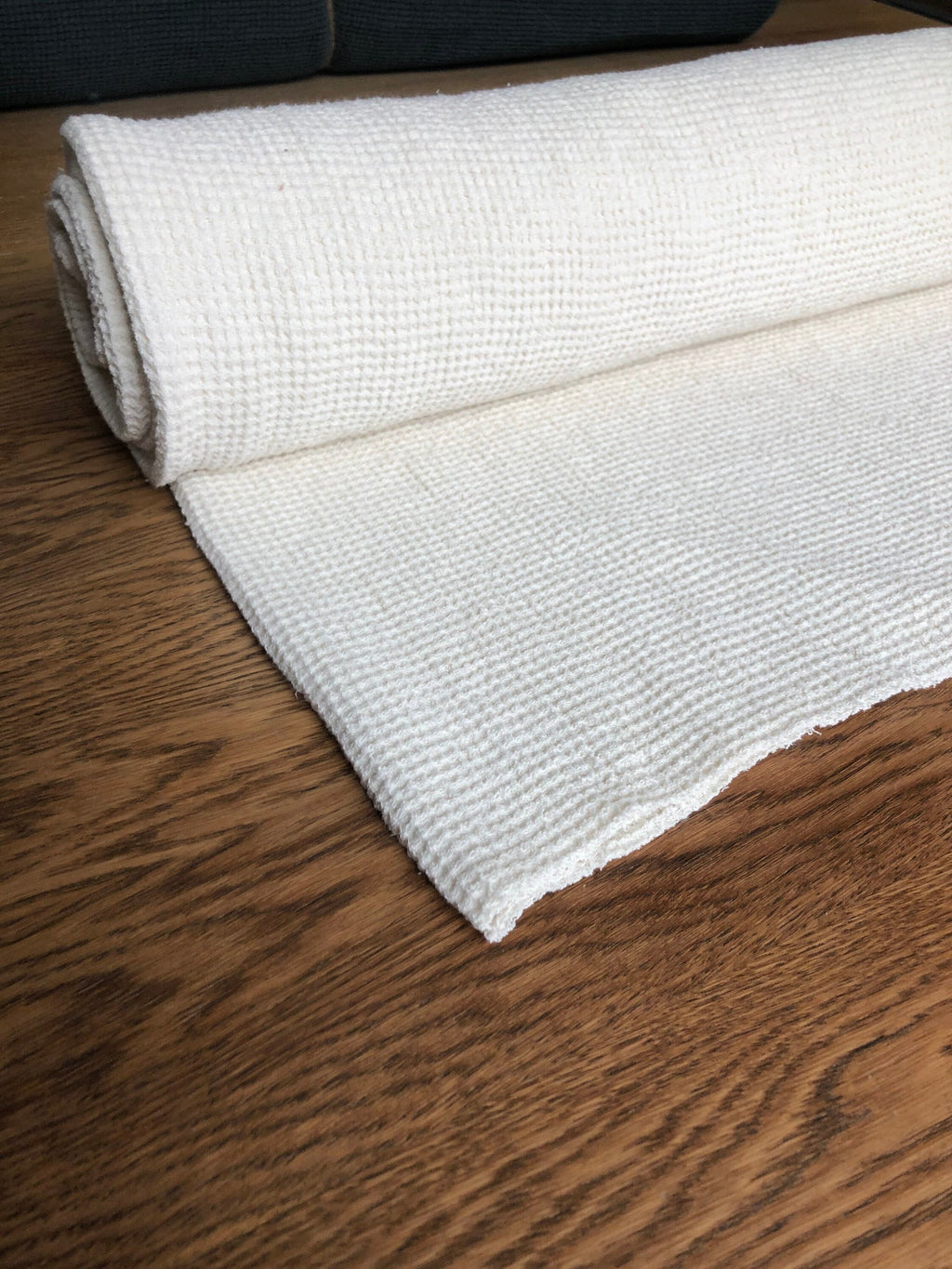 White Waffle Linen Fabric: 80" Extra Wide, 500g