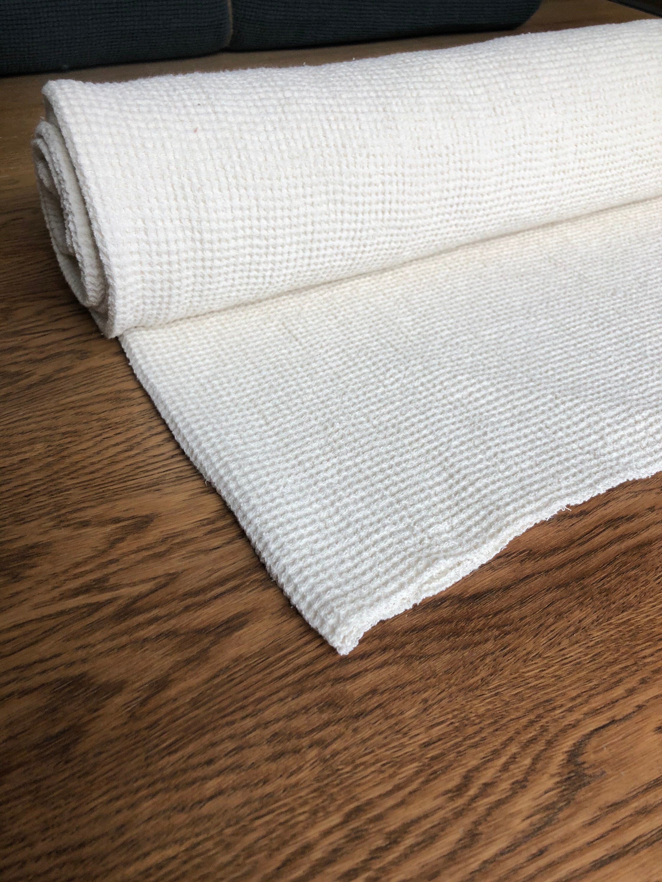 White Waffle Linen Fabric: 80" Extra Wide, 500g
