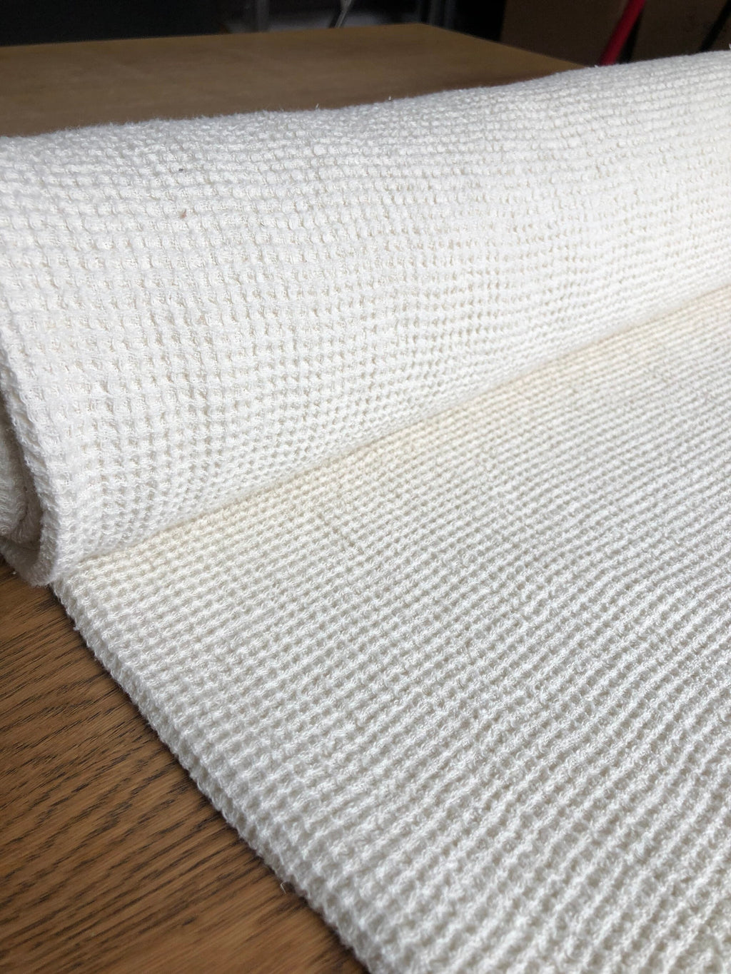 White Waffle Linen Fabric: 80" Extra Wide, 500g